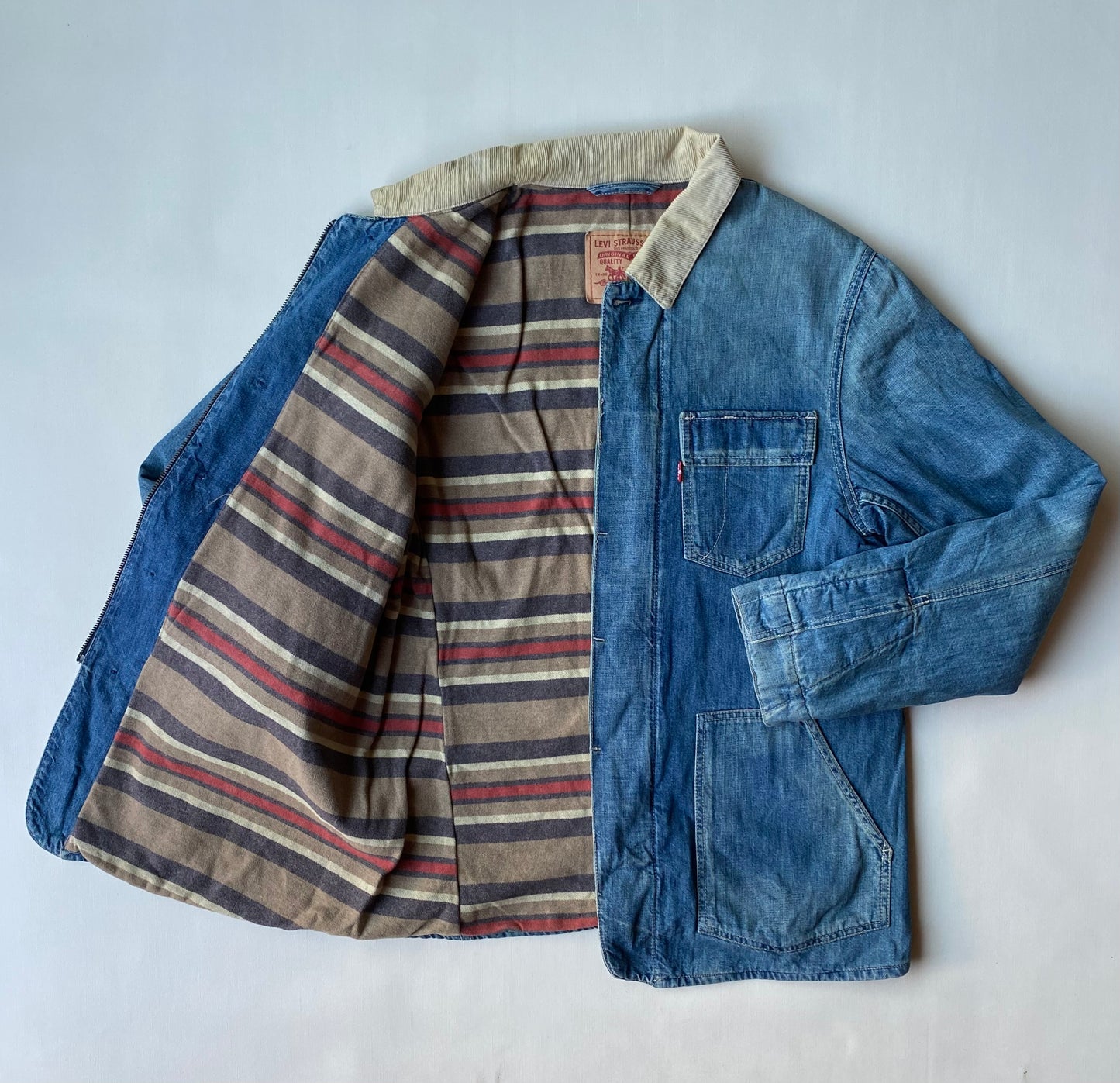 ✅ Veste en jean vintage Levi's, bleu clair / beige, M