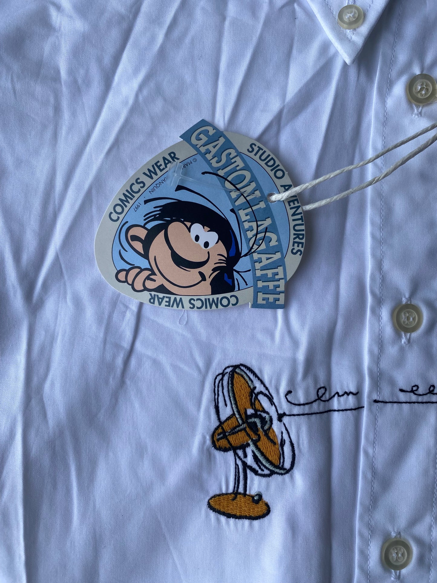 ✅ Chemise collector Gaston Lagaffe, blanc, XL