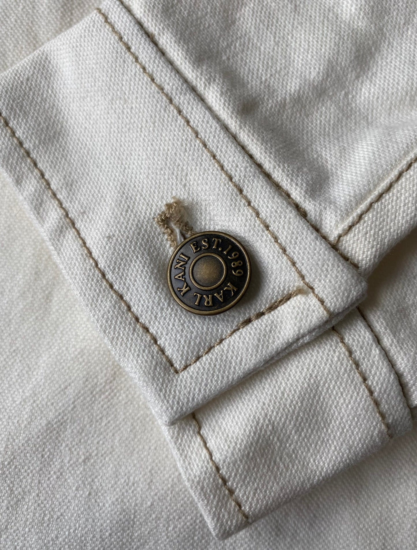 ✅ Veste jean Karl Kani, crème, M
