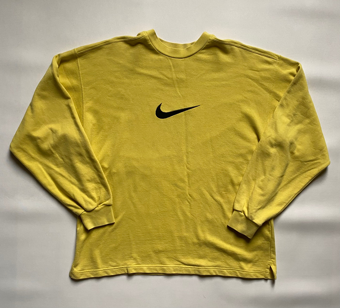 ✅ Pull Nike vintage brodé, jaune moutarde, XL