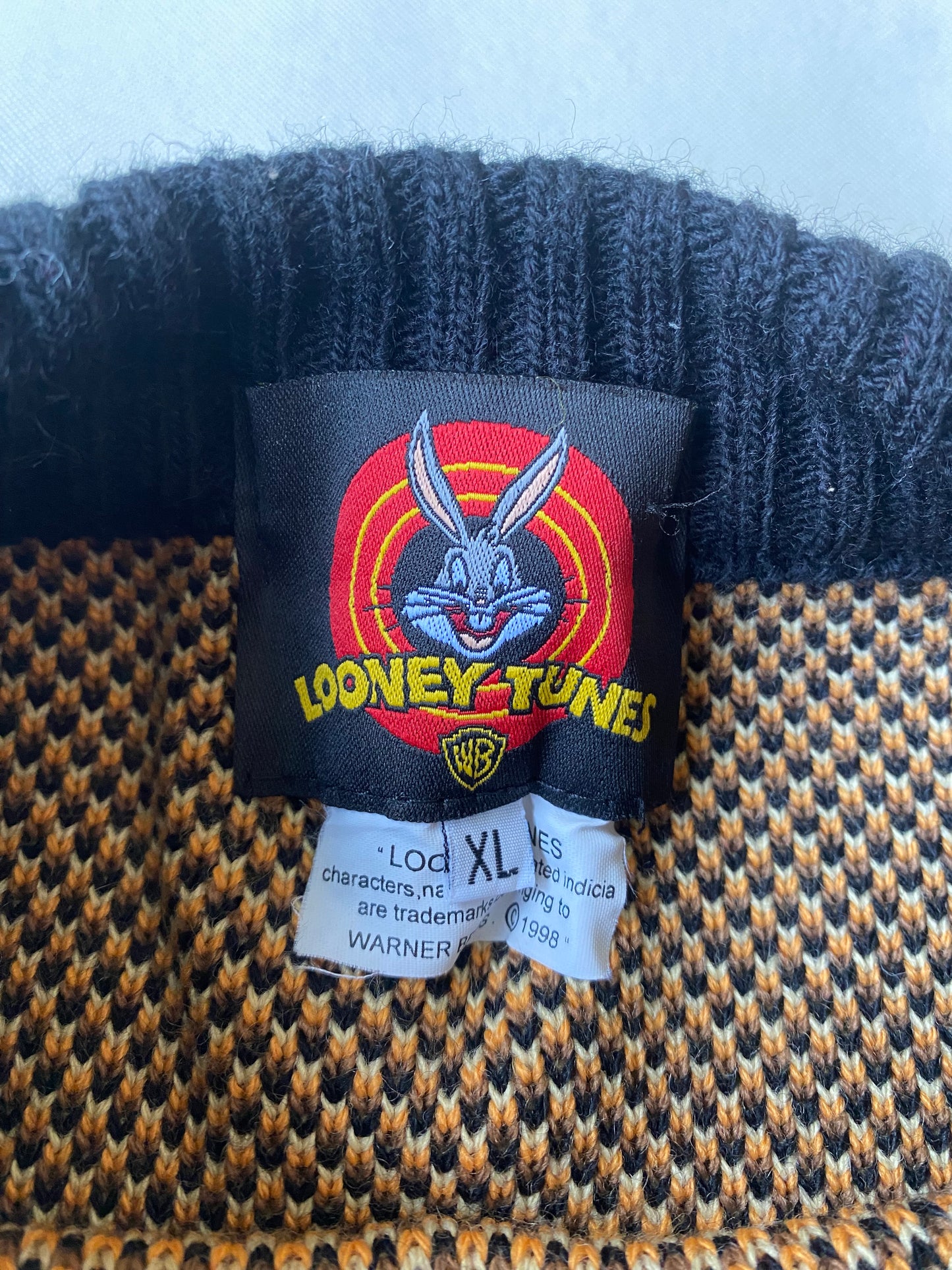 ✅ Pull collector Looney Tunes Vil Coyote, orange et noir, L