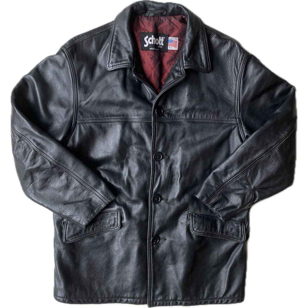 ✅ Veste cuir Schott made in USA, noir, L / XL