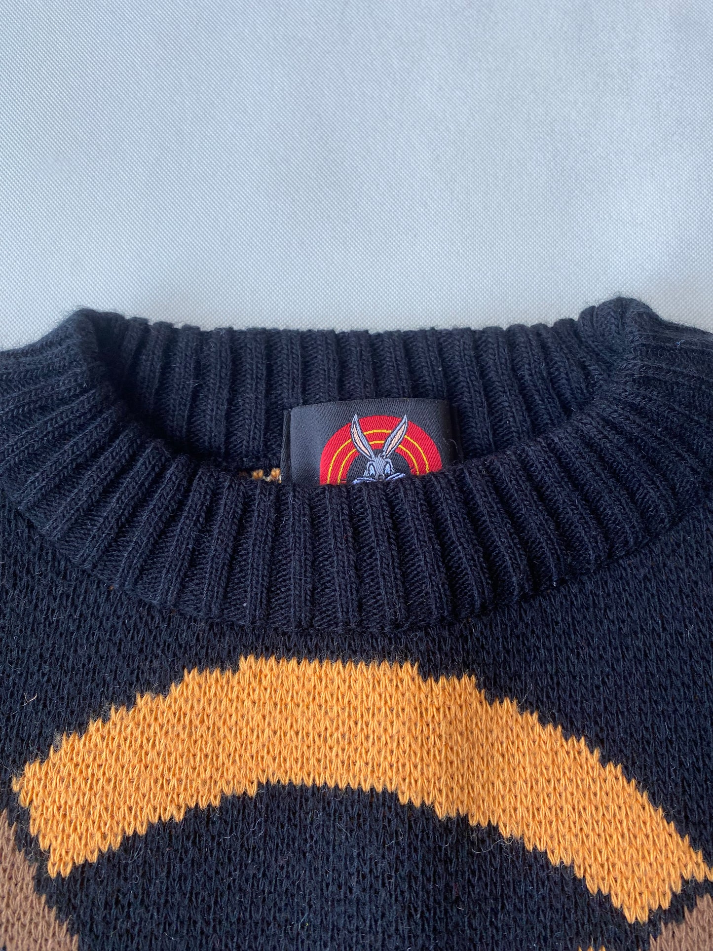 ✅ Pull collector Looney Tunes Vil Coyote, orange et noir, L