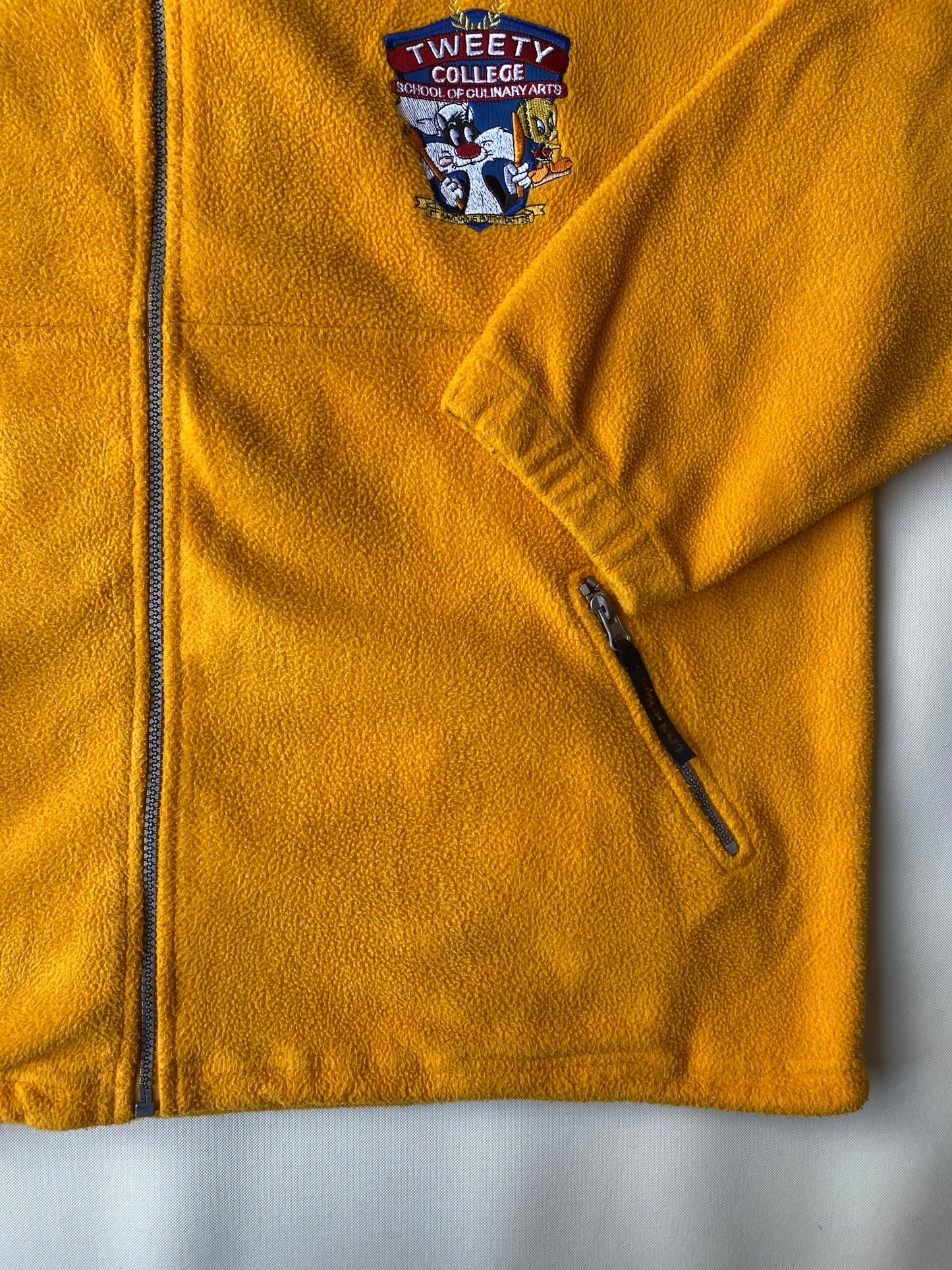 ✅ Veste polaire collector Looney Tunes Titi et Grosminet, jaune-orange, XL