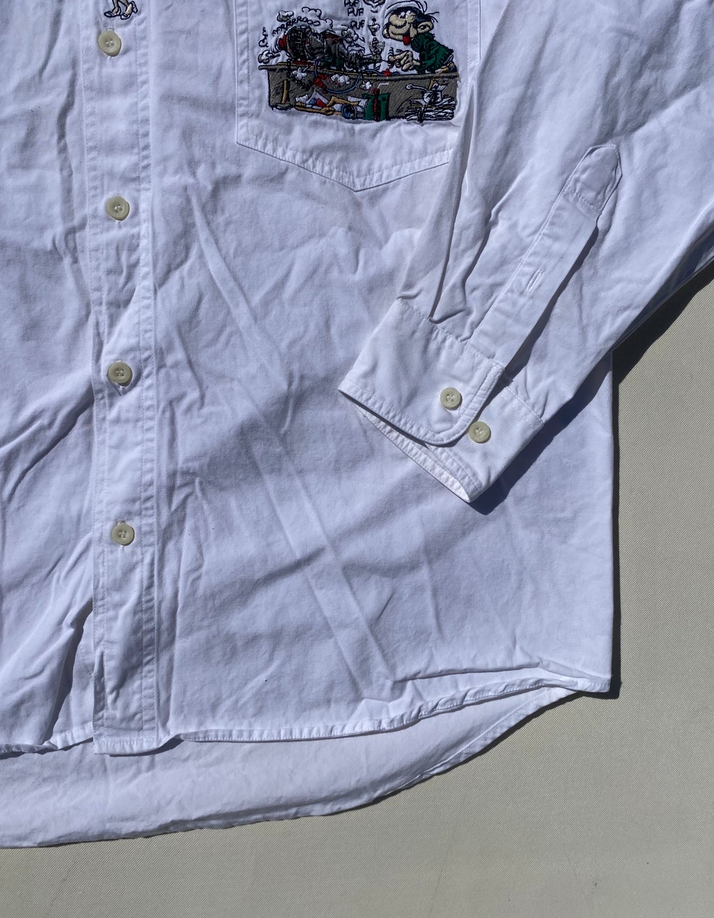 ✅ Chemise collector Gaston Lagaffe, blanche, L