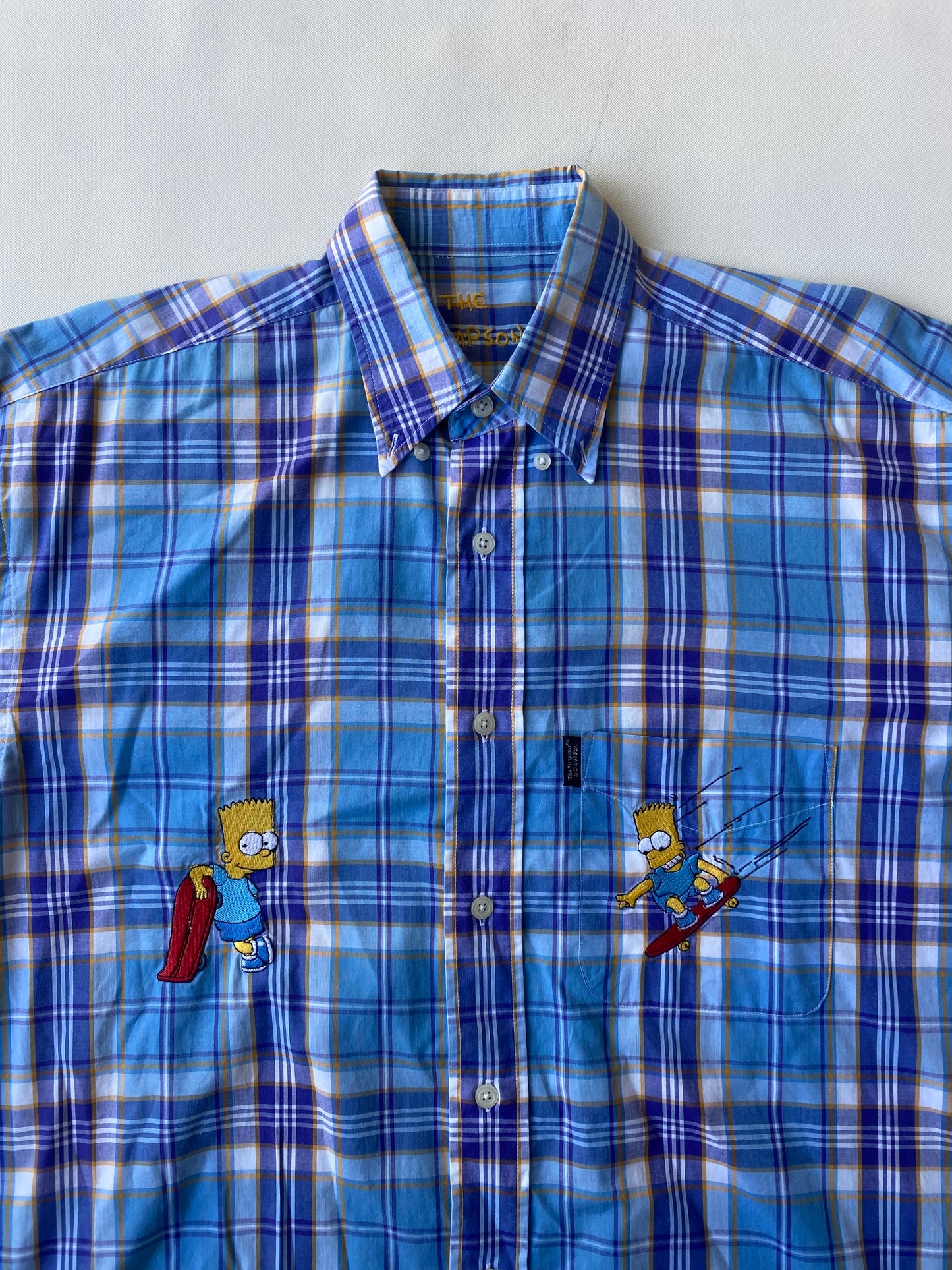 ✅ Chemisette collector Les Simpsons, carreaux bleu violet, L