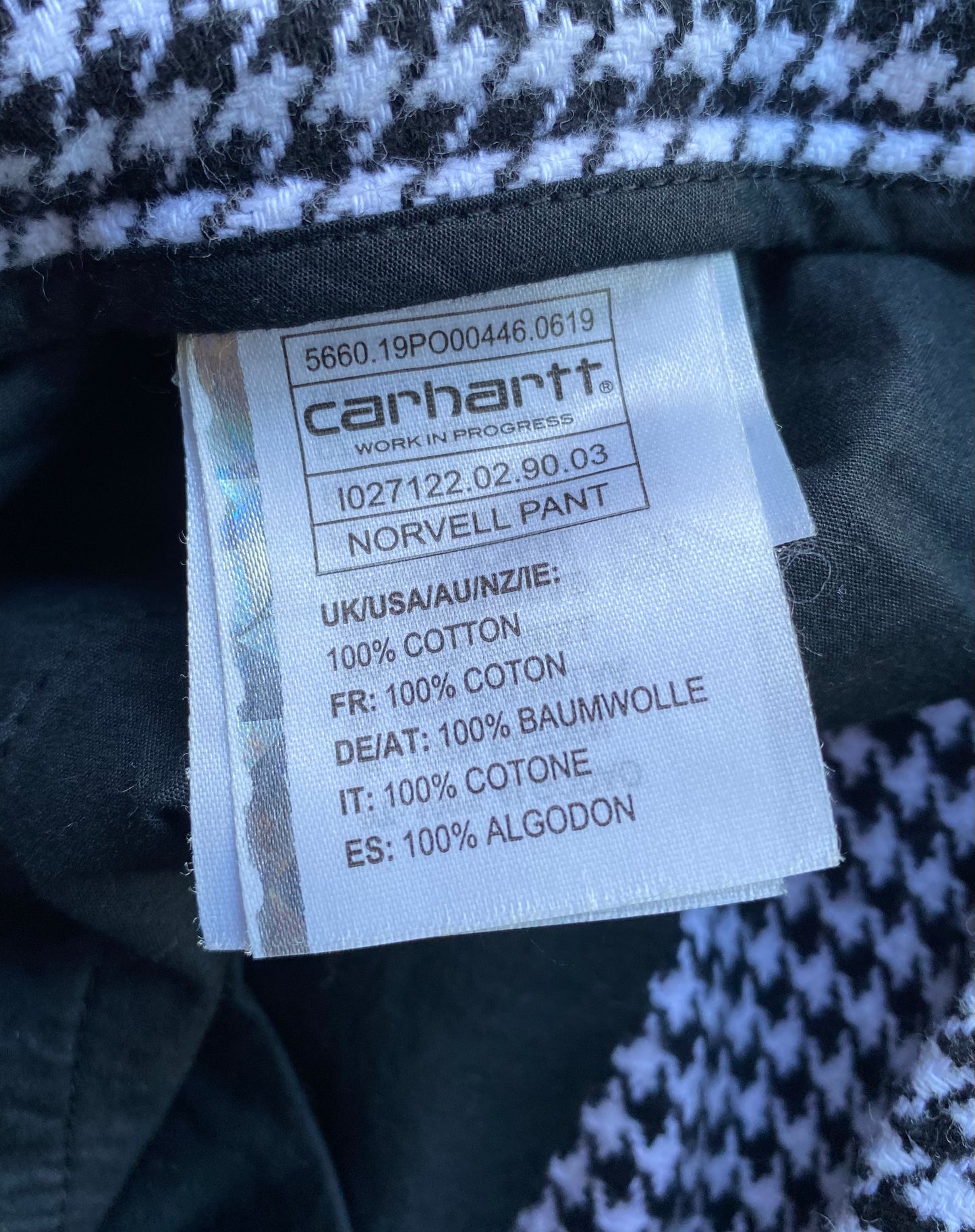 ✅ Pantalon Carhartt, noir et blanc, M oversize
