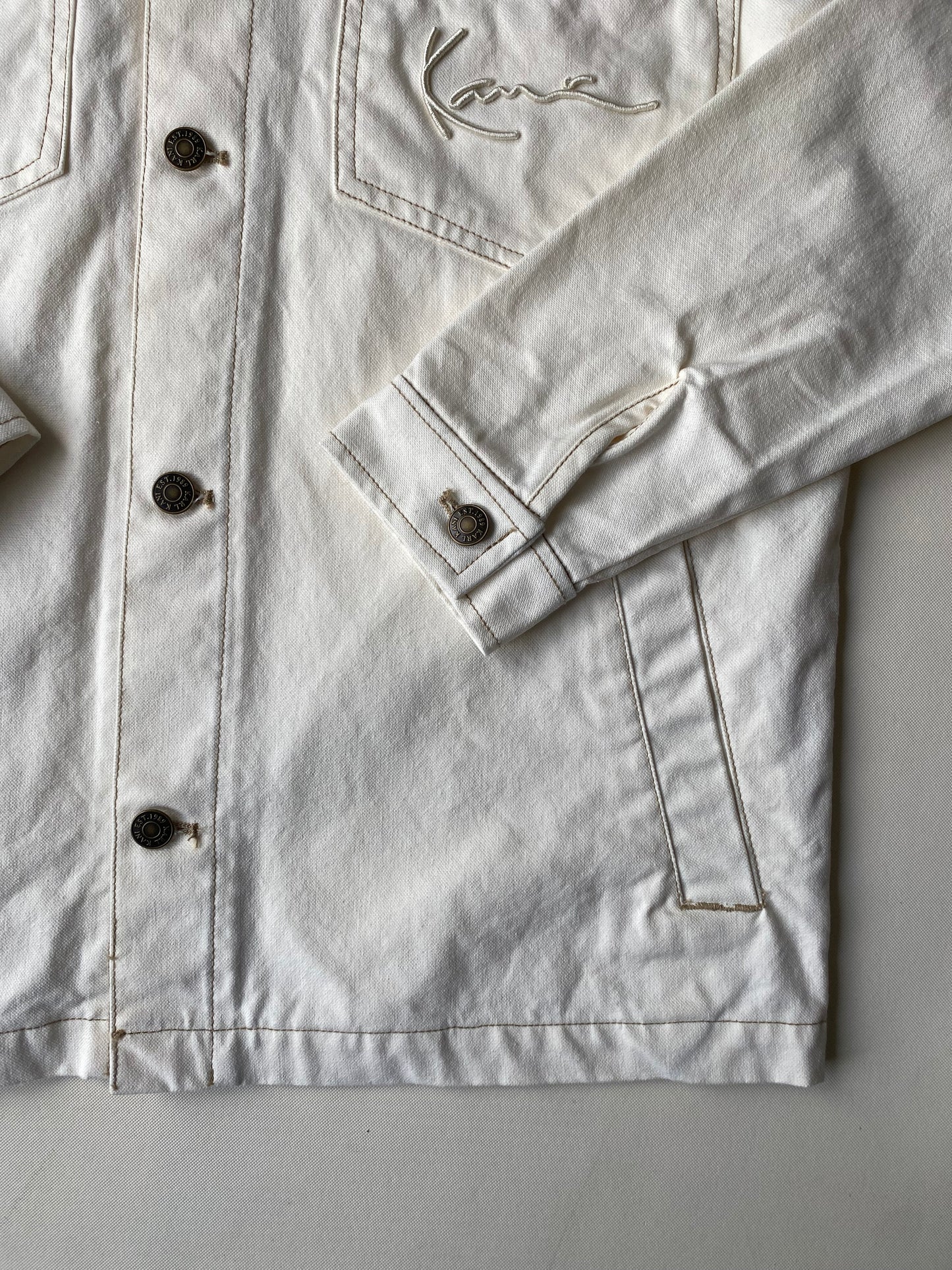 ✅ Veste jean Karl Kani, crème, M