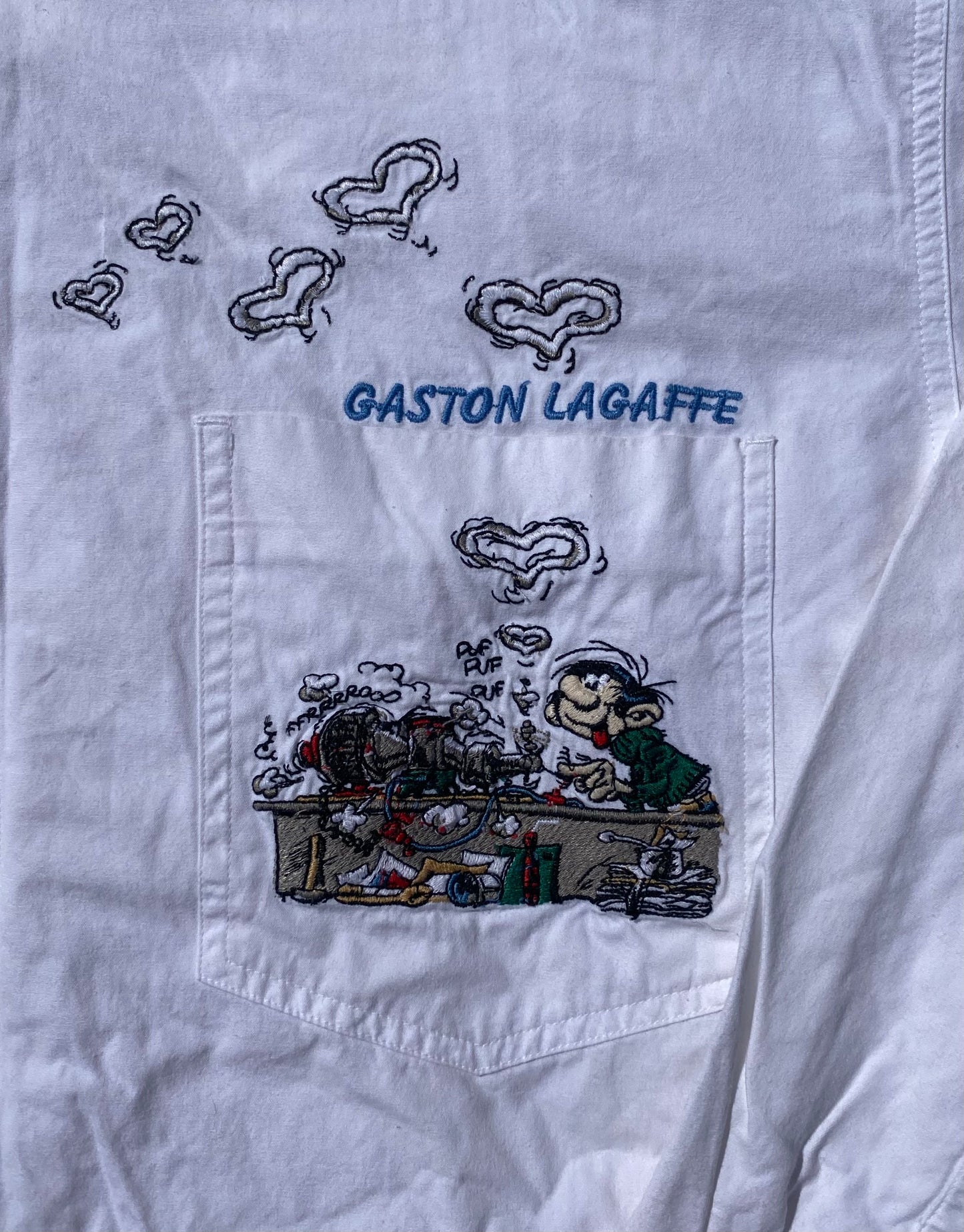✅ Chemise collector Gaston Lagaffe, blanche, L