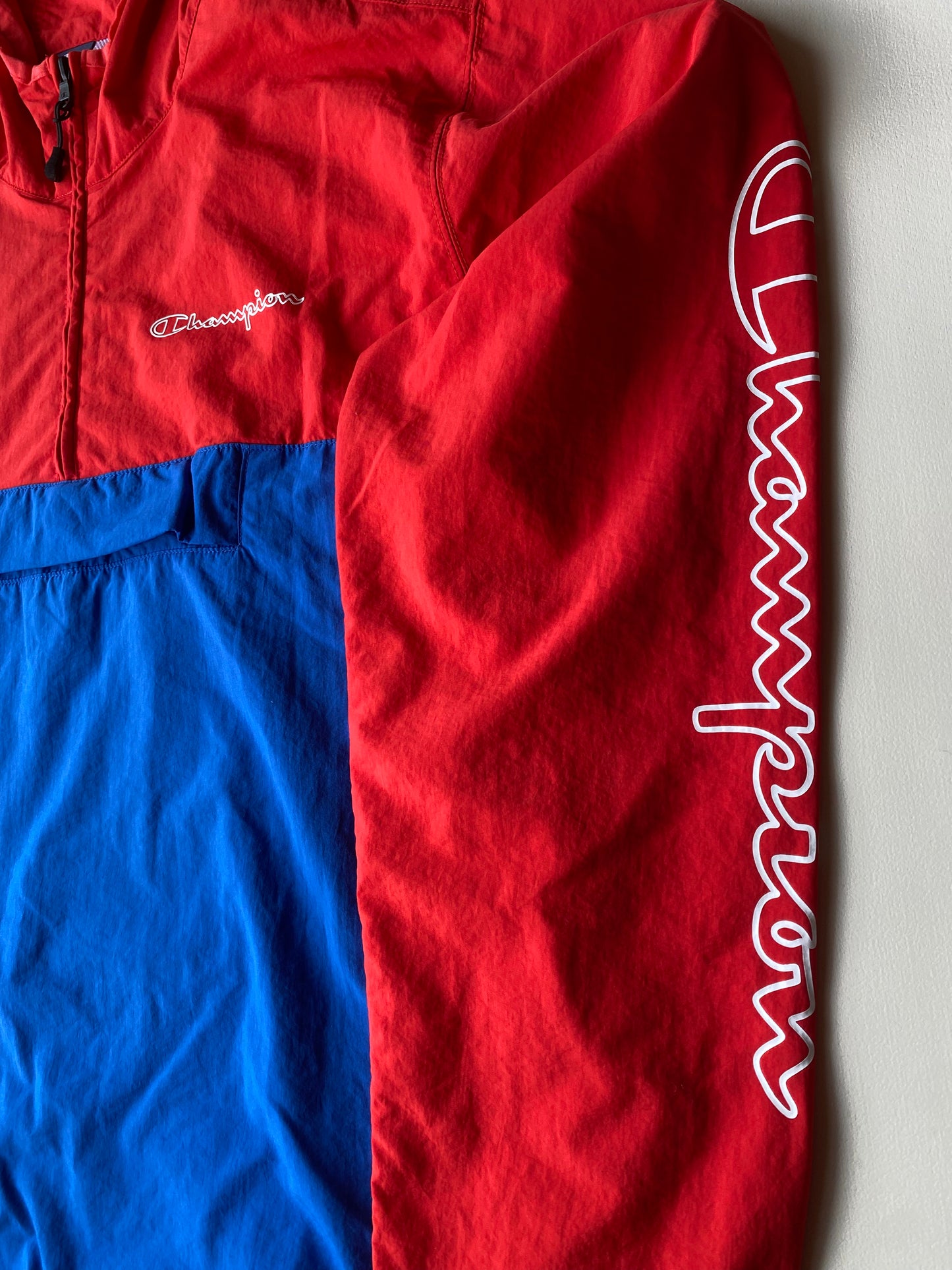 ✅ Veste coupe-vent / pluie Champion, rouge et bleu, L