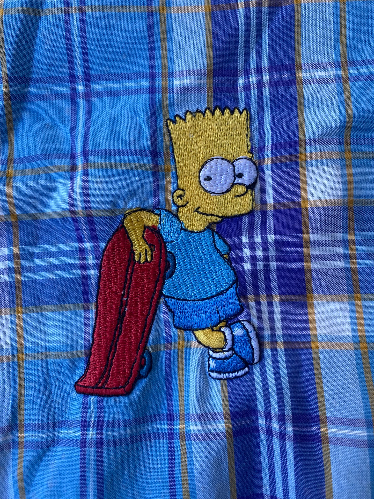 ✅ Chemisette collector Les Simpsons, carreaux bleu violet, L