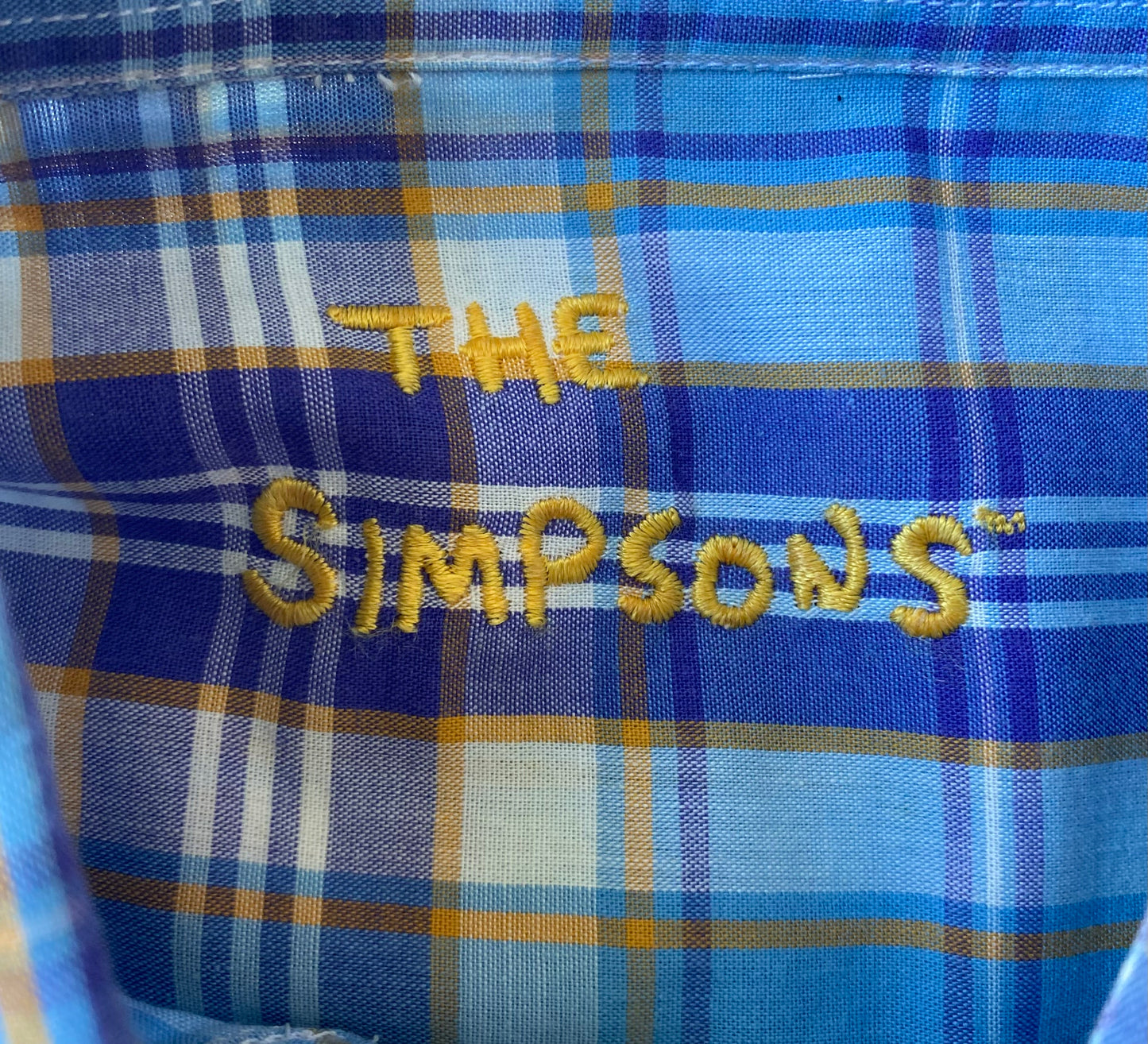 ✅ Chemisette collector Les Simpsons, carreaux bleu violet, L