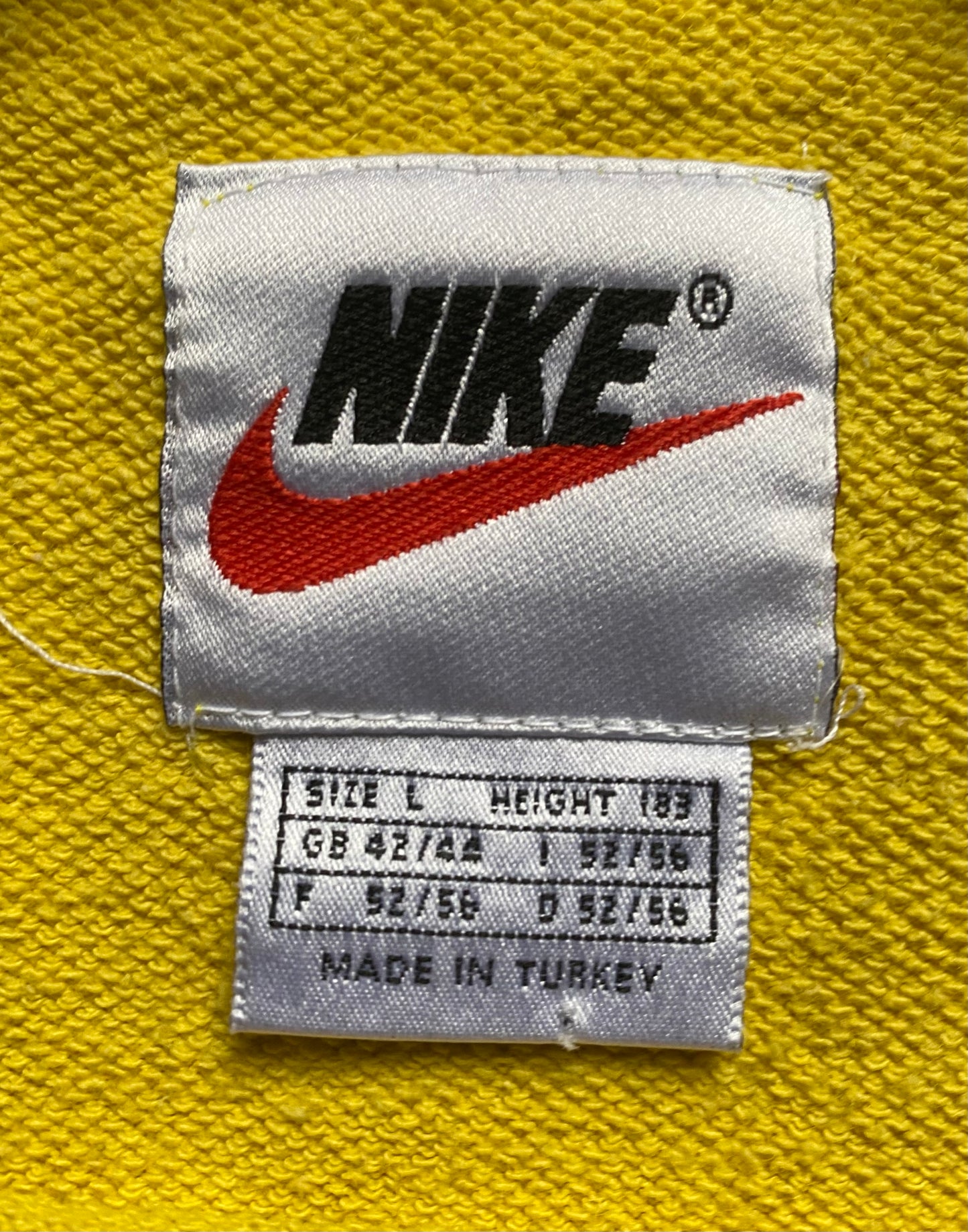 ✅ Pull Nike vintage brodé, jaune moutarde, XL