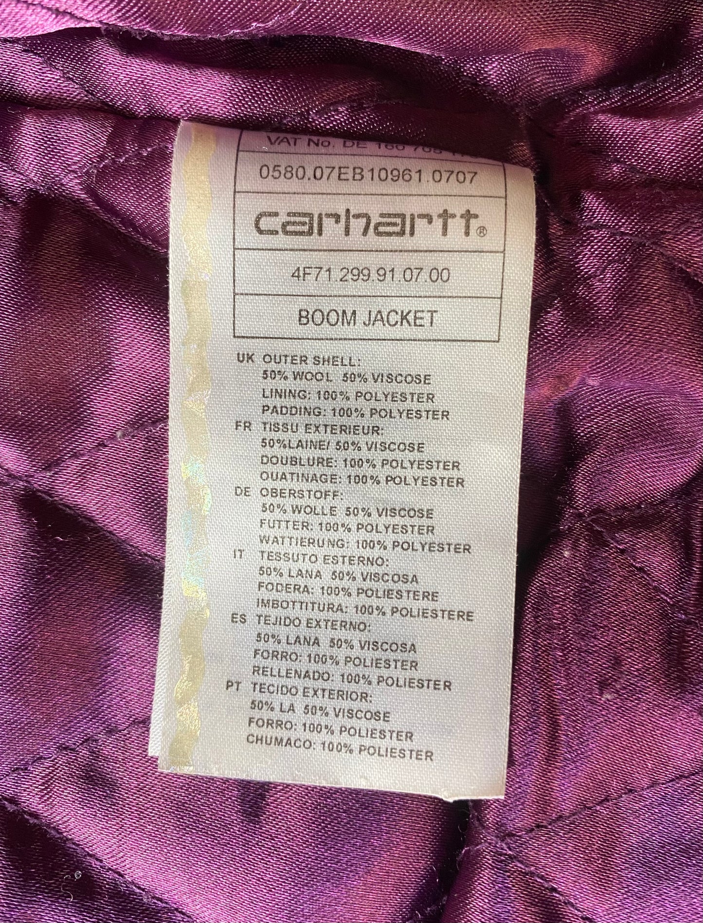 ✅ Veste "boom jacket" Carhartt, laine, noir et gris, S