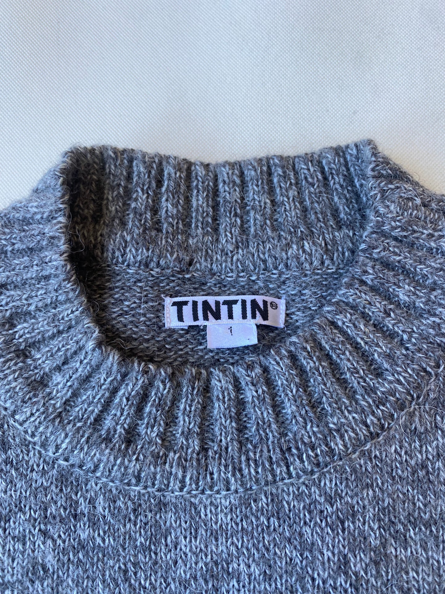✅ Pull collector Tintin (& Milou), gris, S