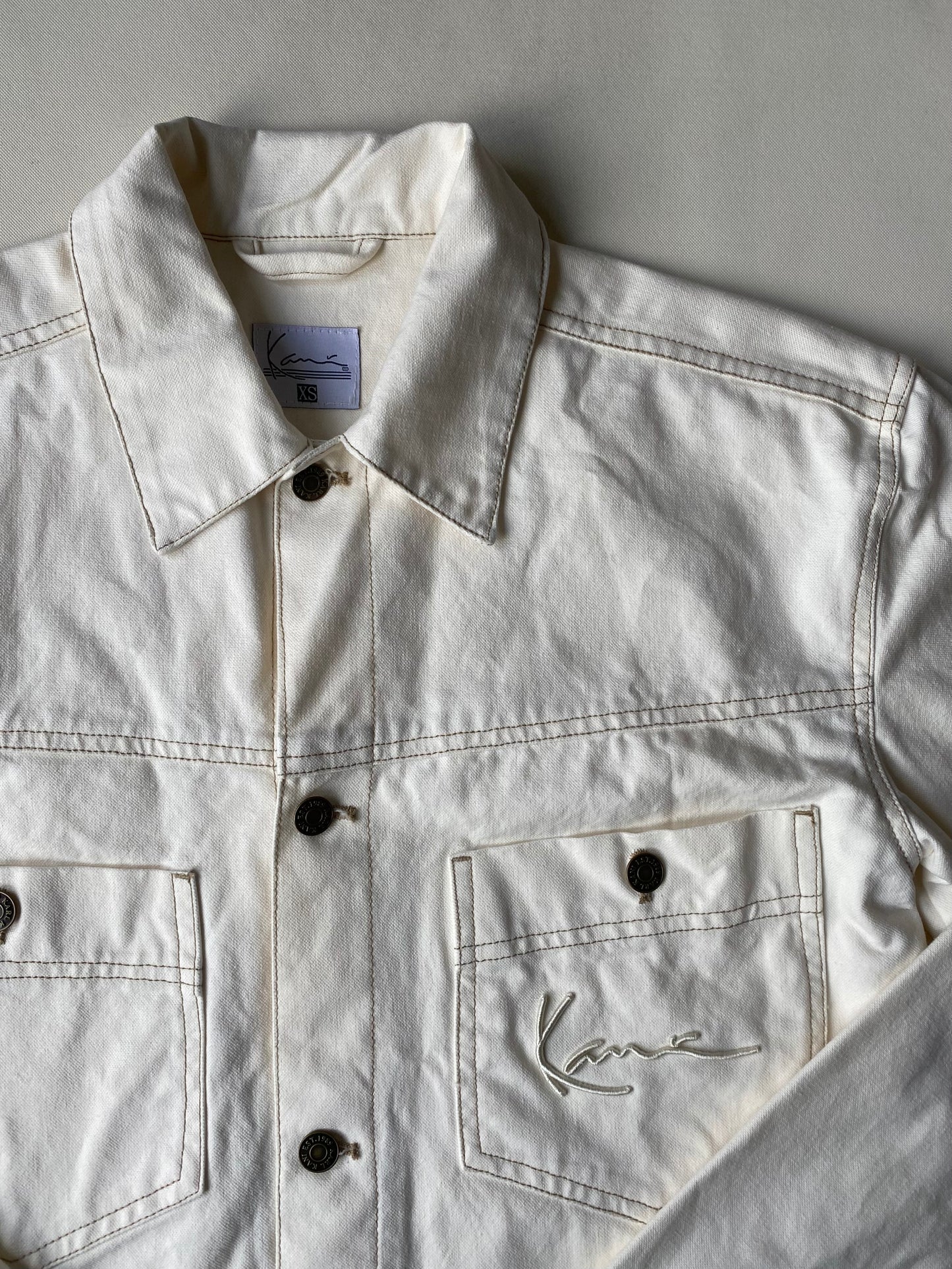 ✅ Veste jean Karl Kani, crème, M
