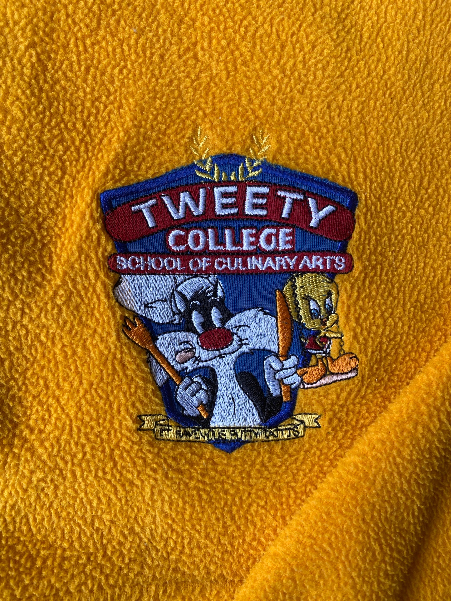 ✅ Veste polaire collector Looney Tunes Titi et Grosminet, jaune-orange, XL