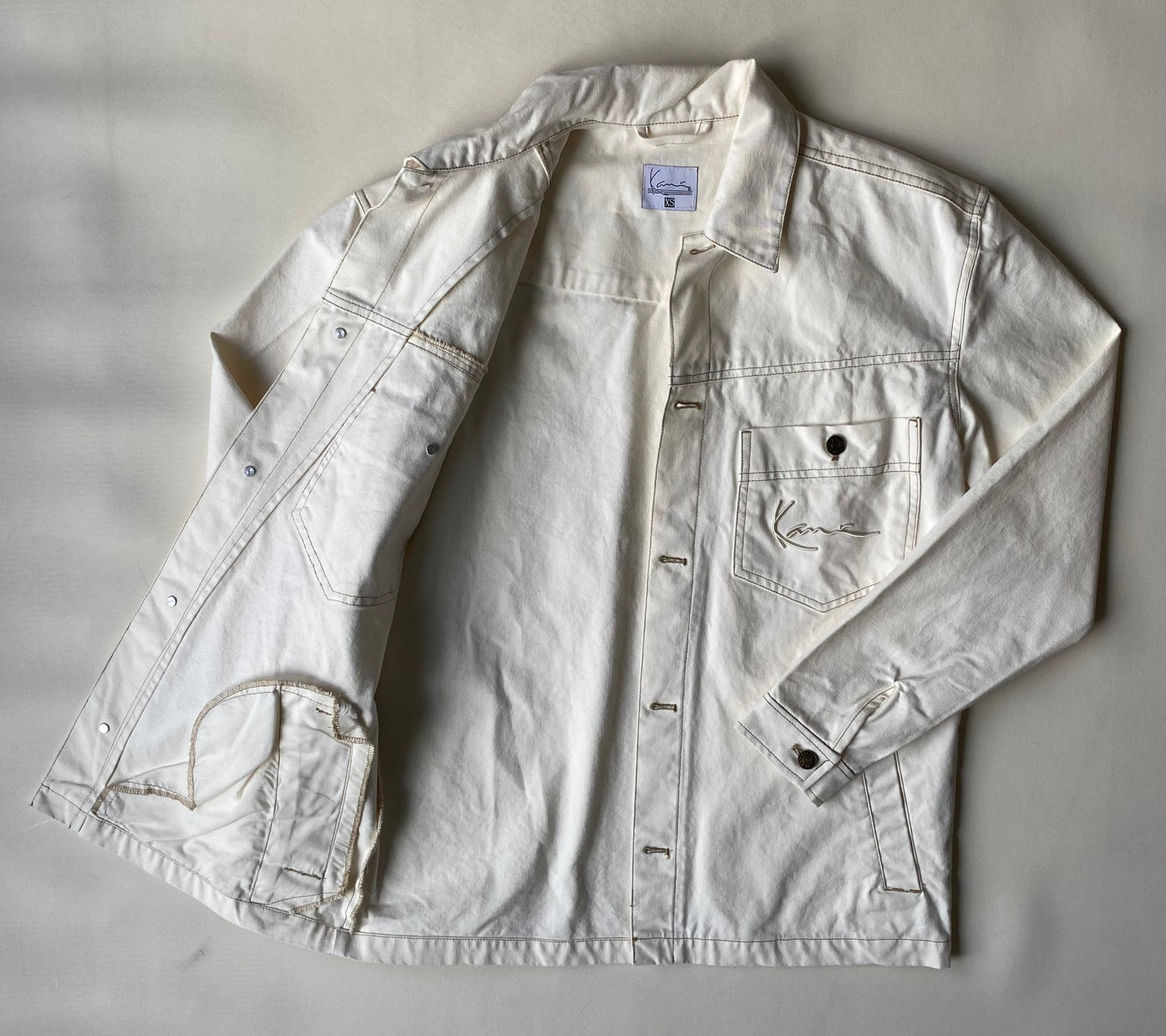 ✅ Veste jean Karl Kani, crème, M