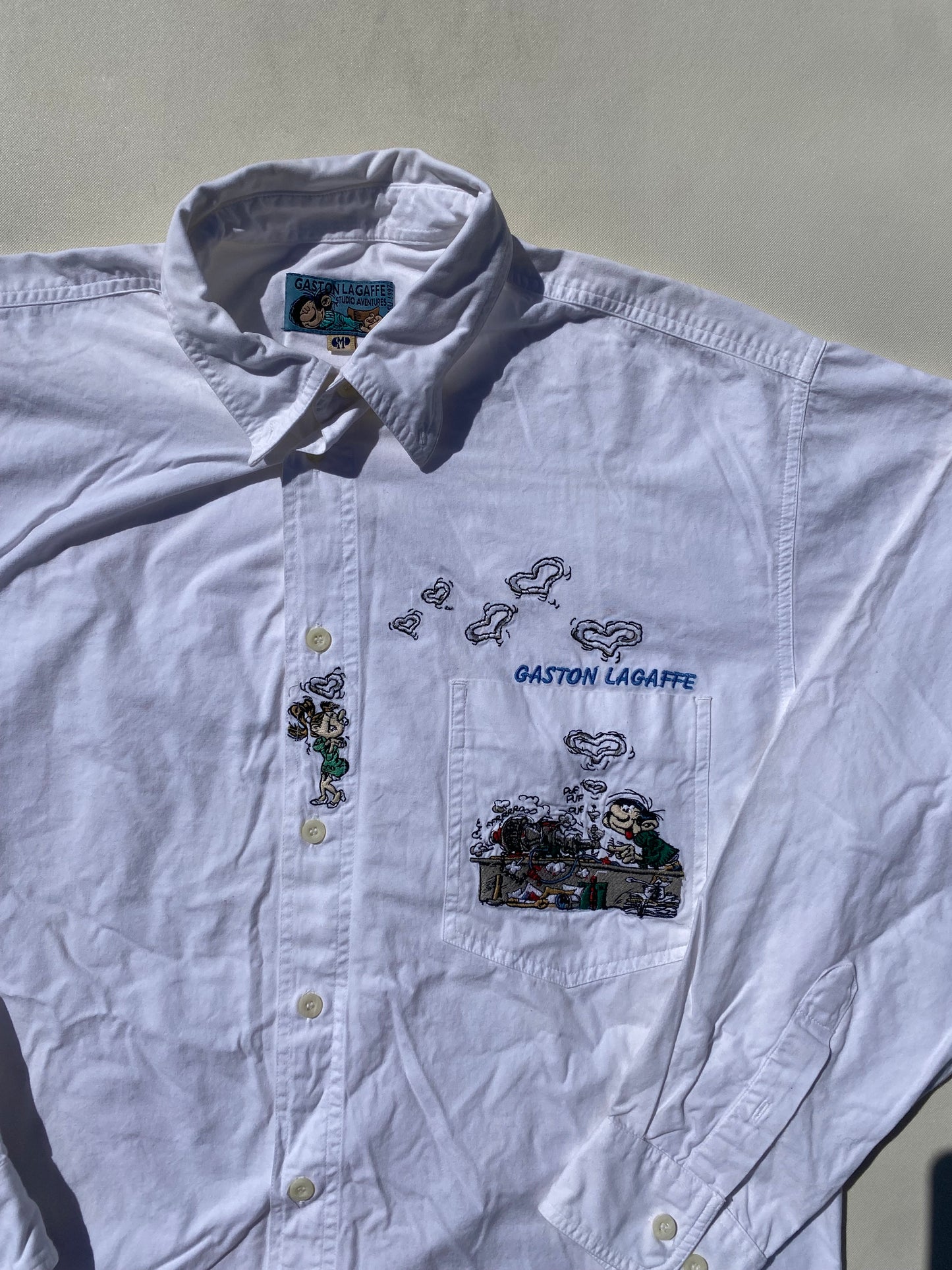 ✅ Chemise collector Gaston Lagaffe, blanche, L