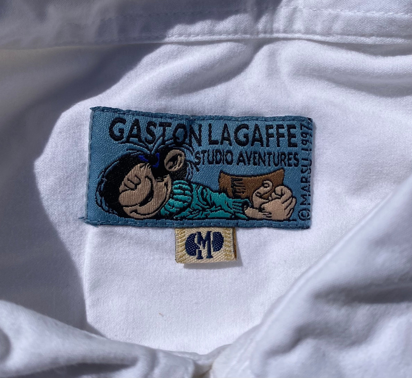 ✅ Chemise collector Gaston Lagaffe, blanche, L