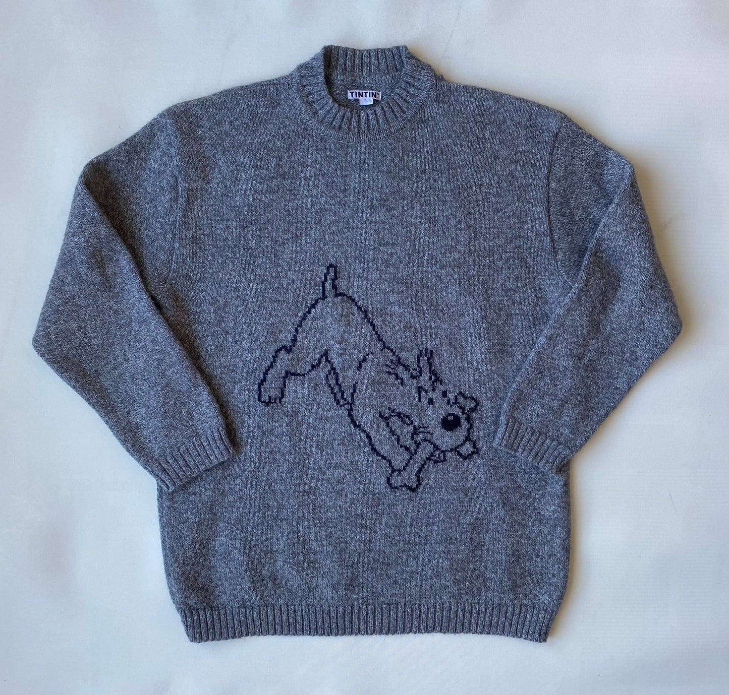 ✅ Pull collector Tintin (& Milou), gris, S