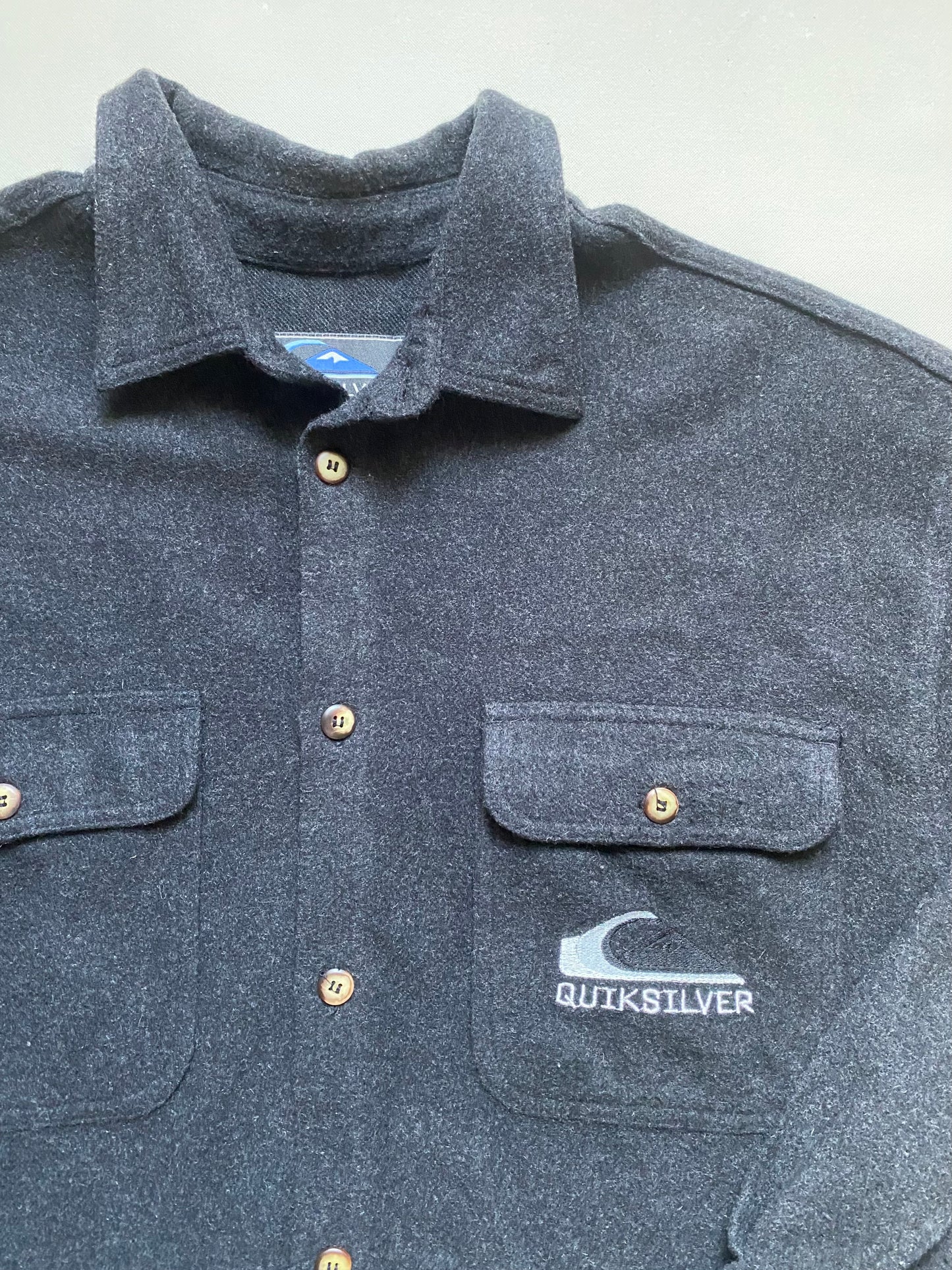 Veste chemise laine vintage Quiksilver, gris anthracite, L oversize