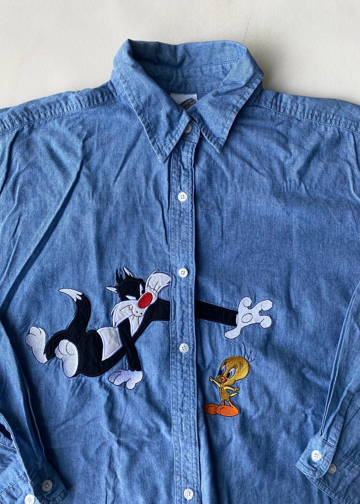 ✅ Chemise collector Titi et Grosminet, bleu, M