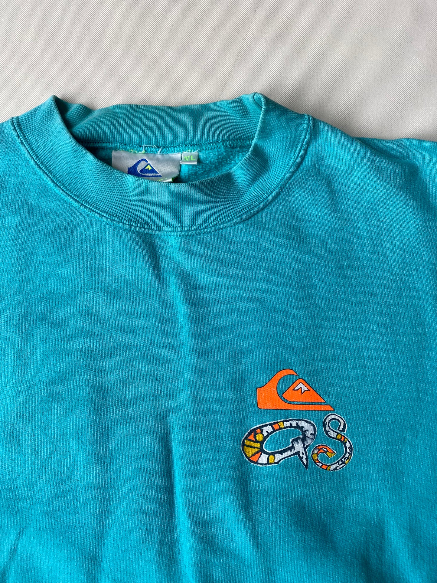 ✅ Pull Quiksilver vintage, bleu turquoise, XL