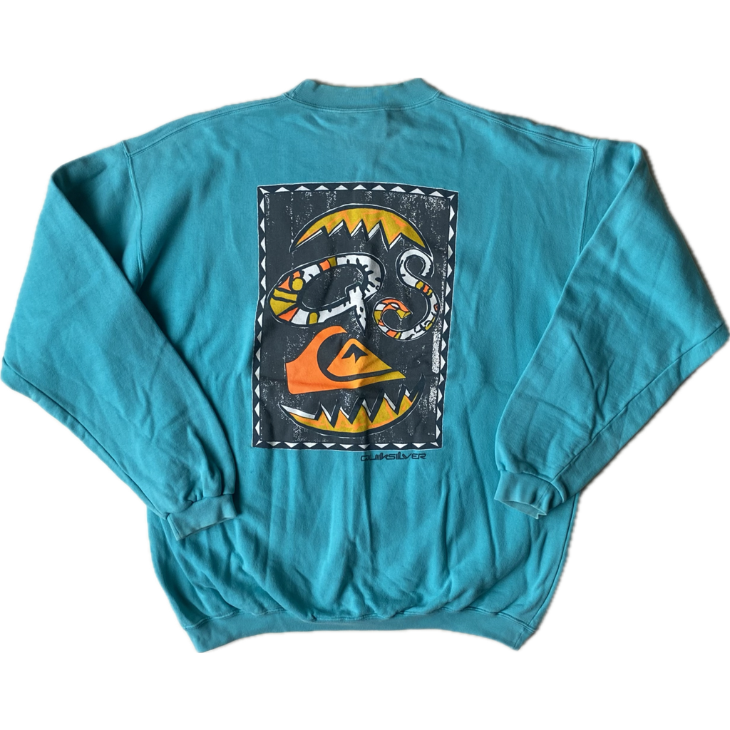 ✅ Pull Quiksilver vintage, bleu turquoise, XL