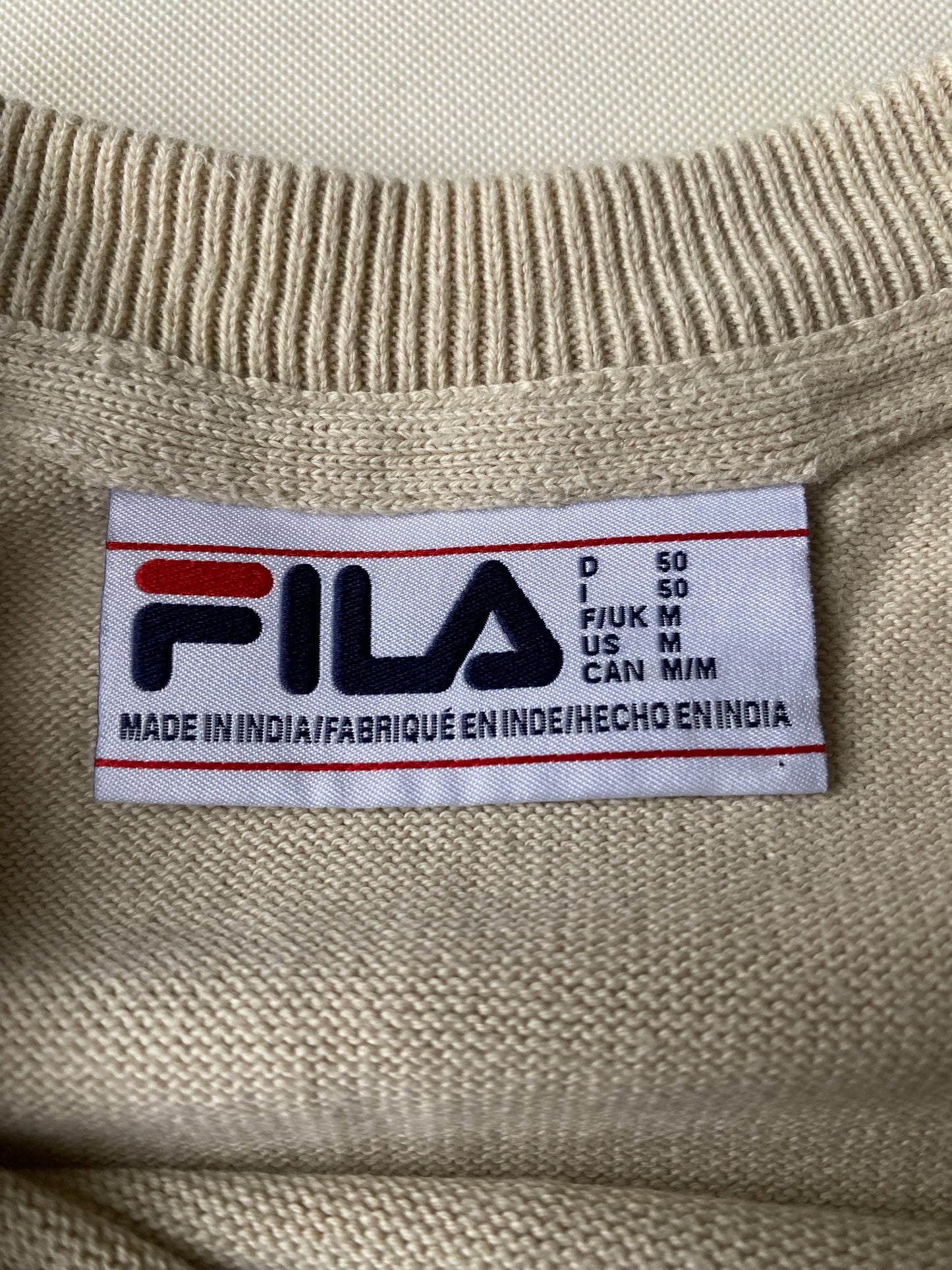 ✅ Pull en mailles Fila, crème et sapin, M