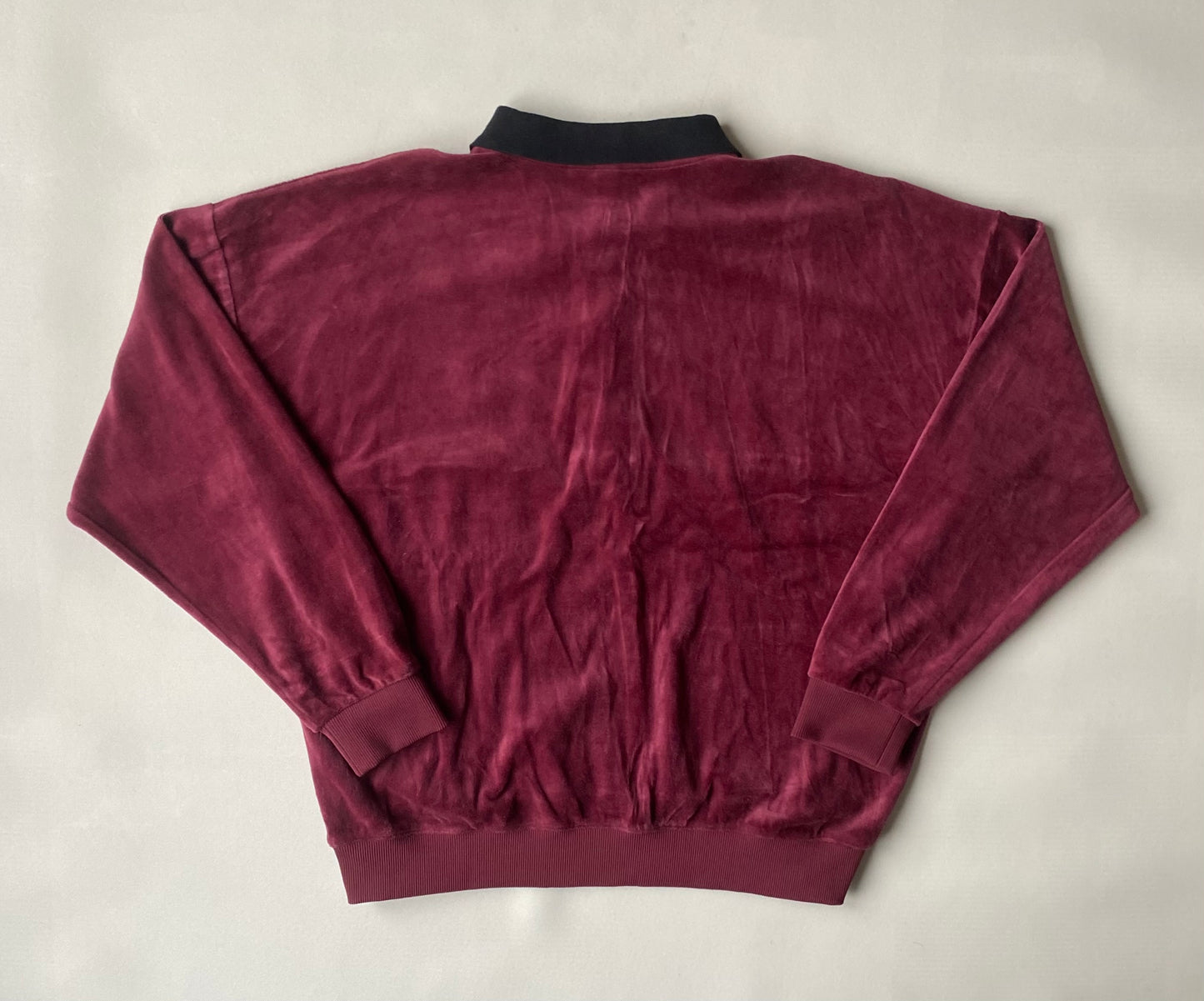 ✅ Pull velours col chemise Volcom, rouge bordeaux et noir, M