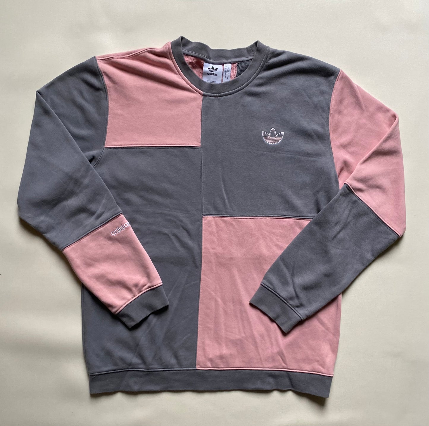 Pull Adidas, rose et gris, L