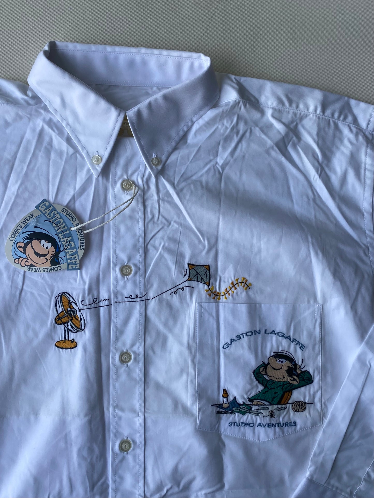 ✅ Chemise collector Gaston Lagaffe, blanc, XL