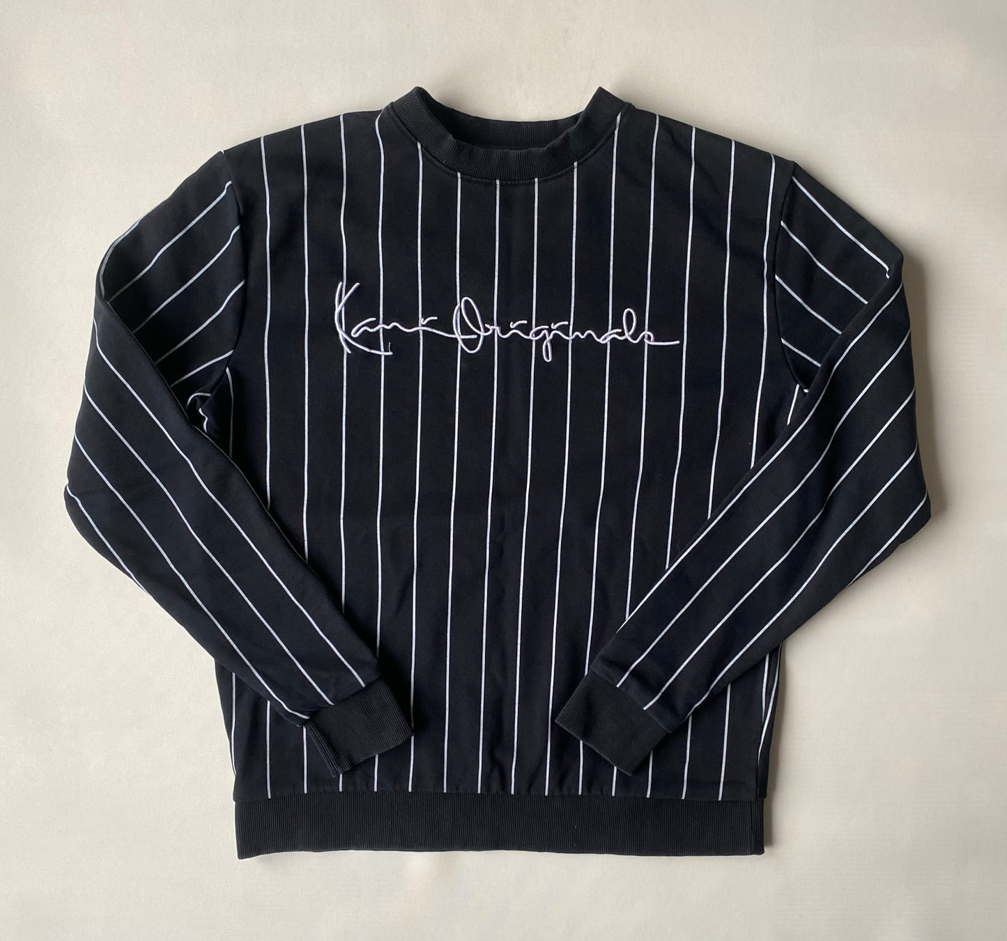 ✅ Pull Karl Kani, noir et rayures blanches, M