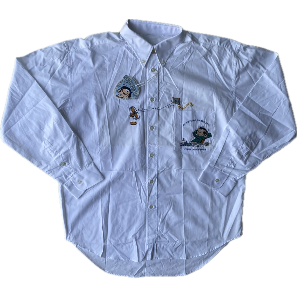 ✅ Chemise collector Gaston Lagaffe, blanc, XL