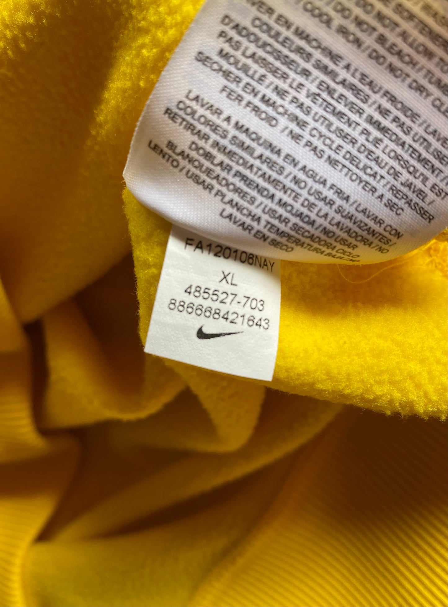 Pull à capuche Nike, jaune et noir, XL légèrement cintré