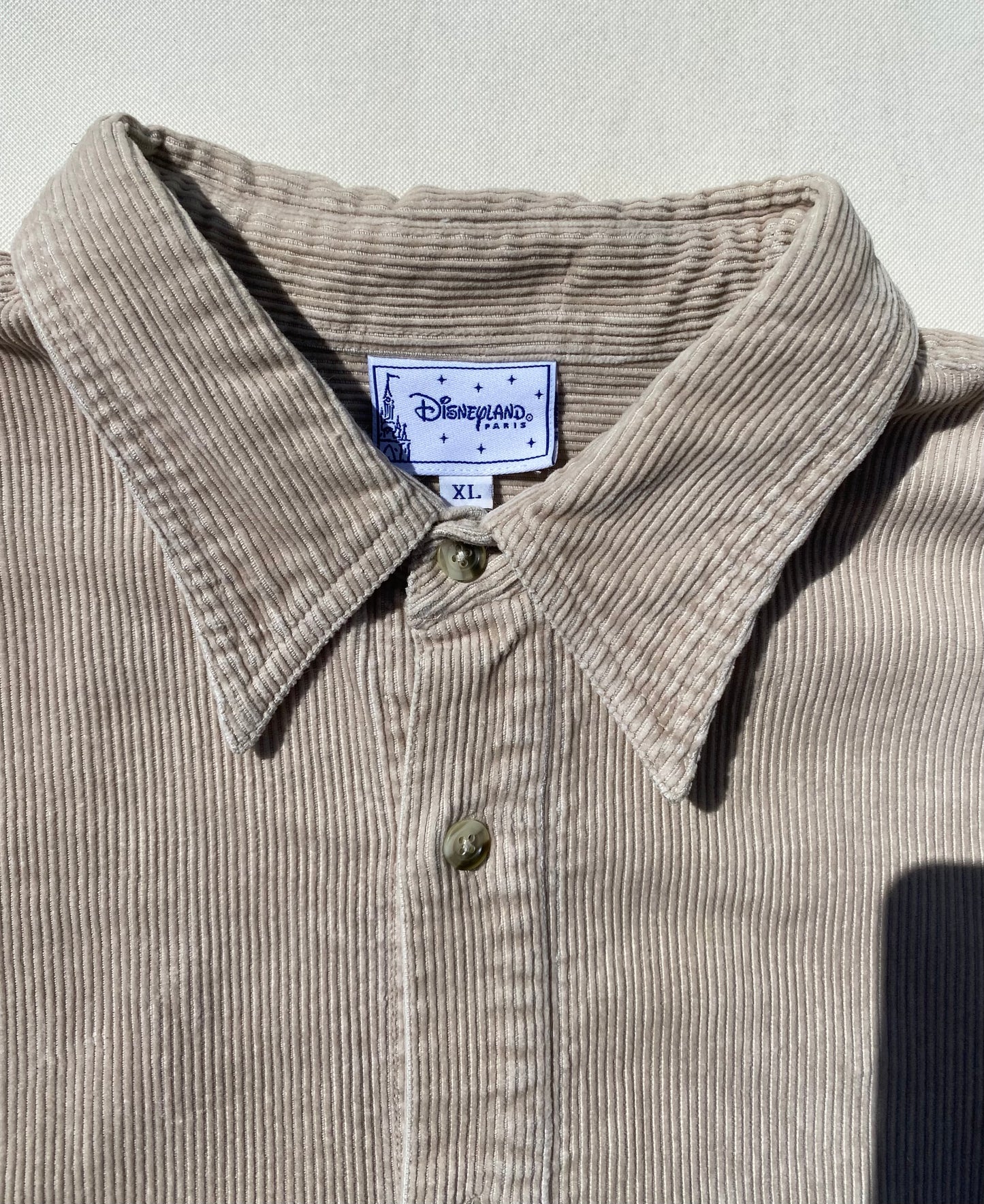 ✅ Chemise velours côtelé collector Mickey Disneyland Paris, beige, XL