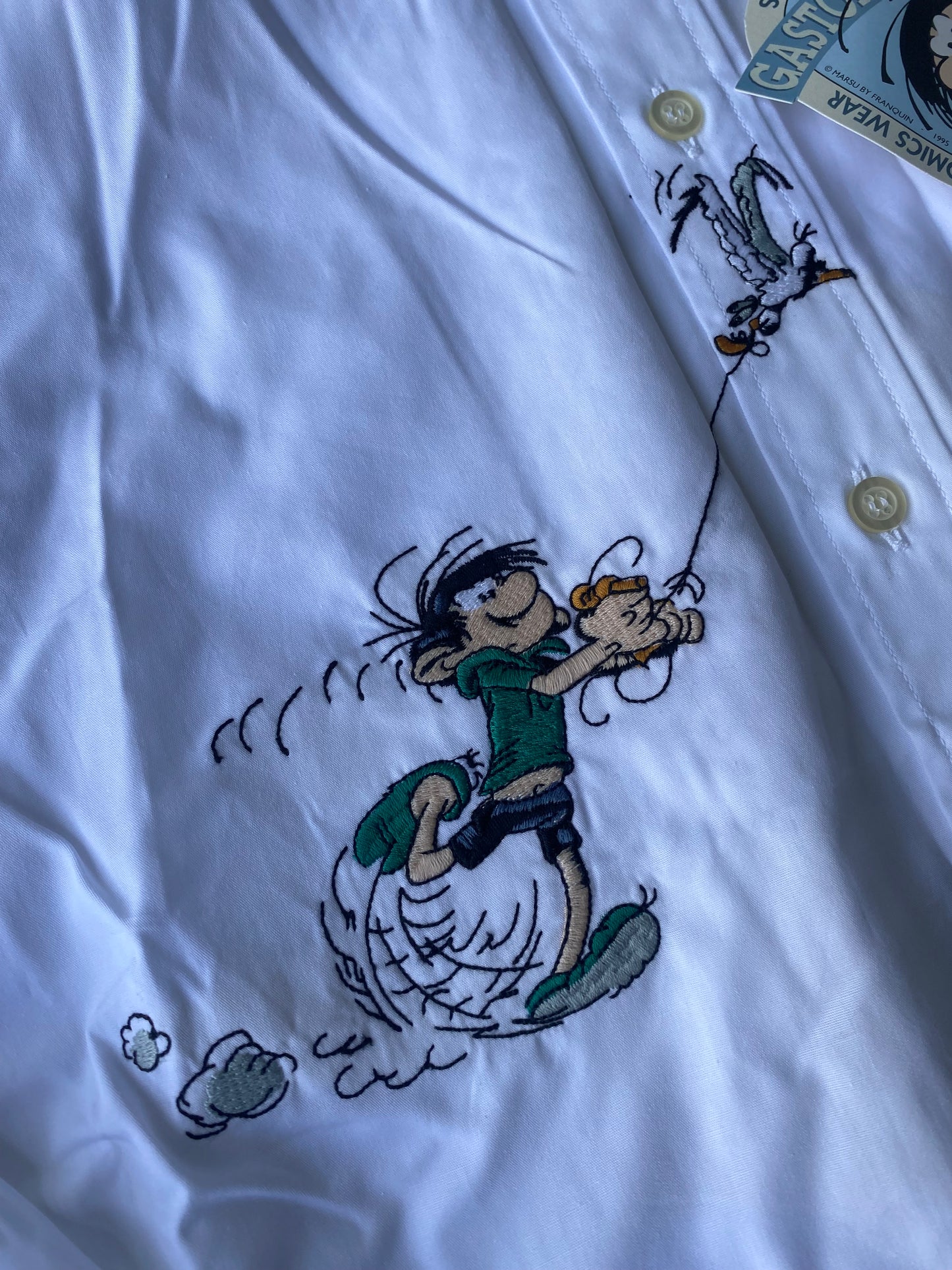 ✅ Chemise collector Gaston Lagaffe, blanc, L