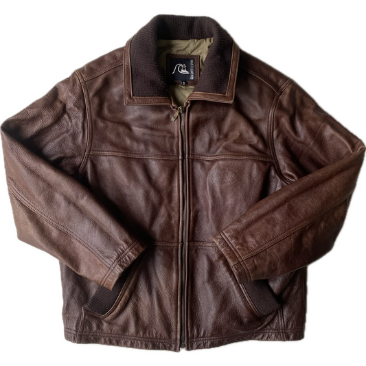 ✅ Veste cuir vintage Quiksilver, marron, S