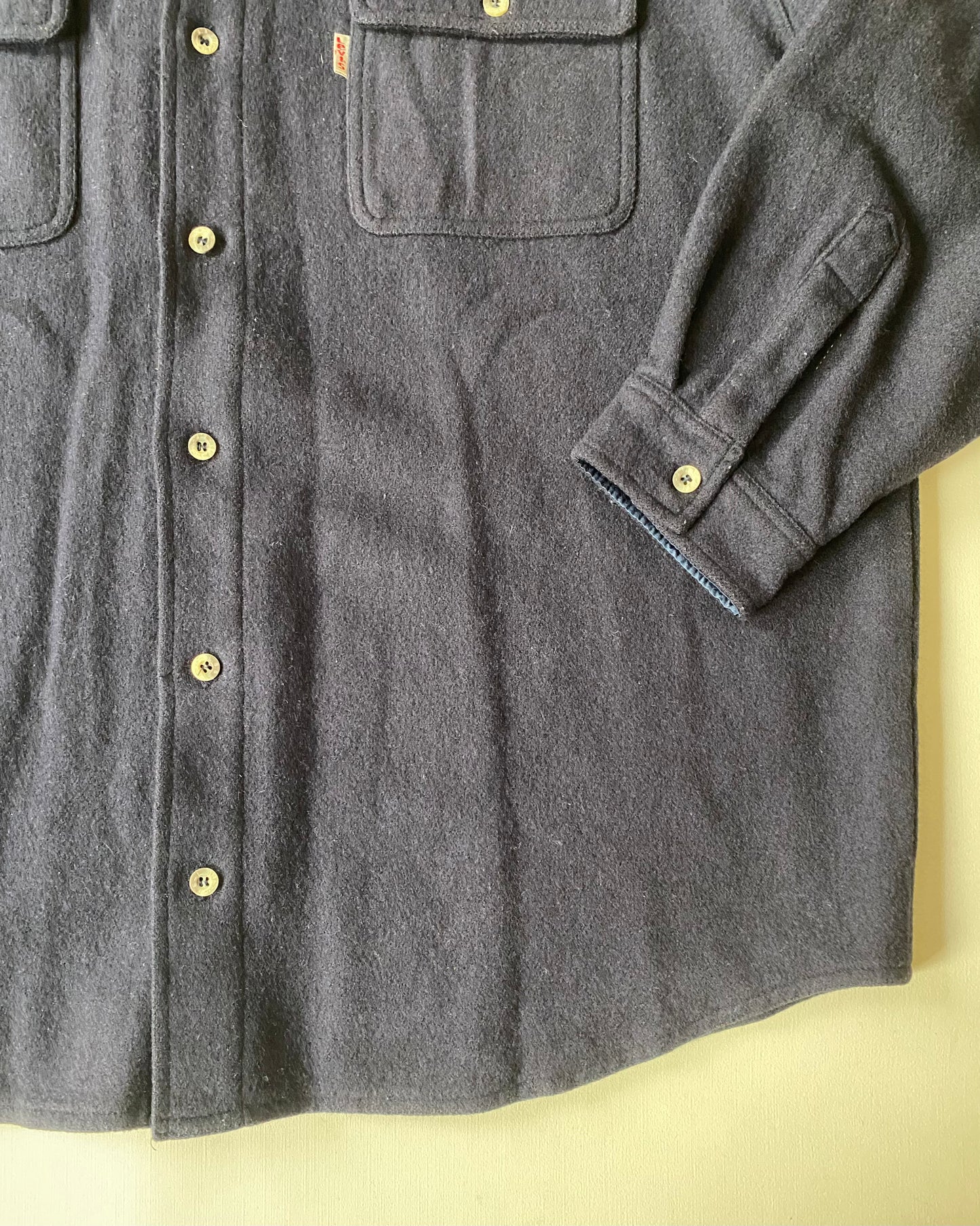 Veste chemise laine vintage Levi's, bleu marine, XL