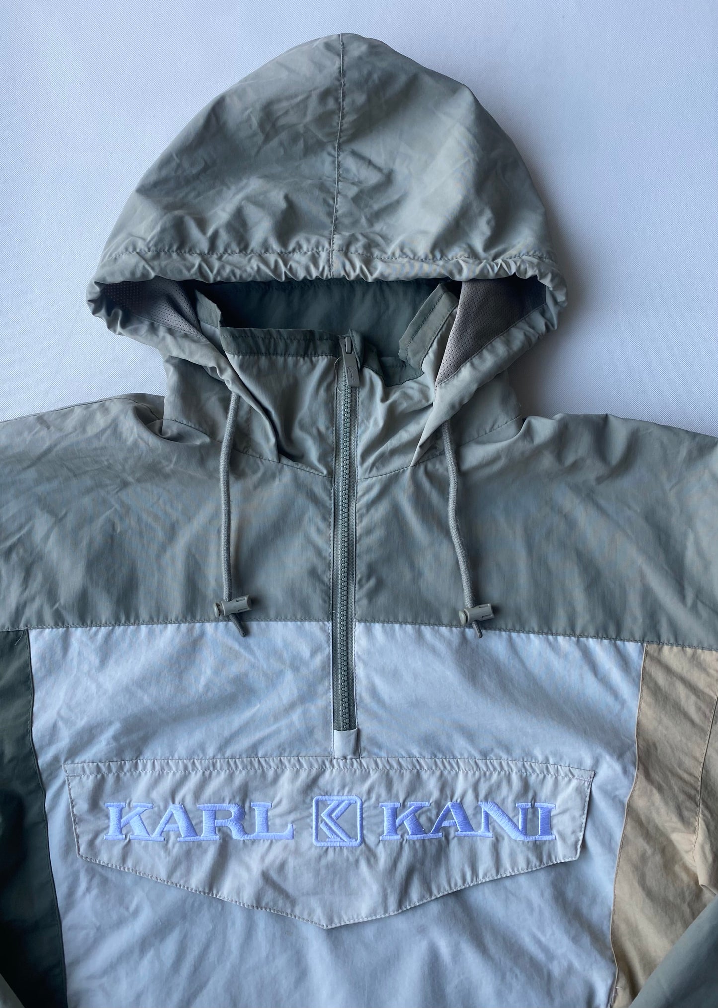 ✅ veste coupe-vent / pluie Karl Kani, crème / beige / kaki, S/M