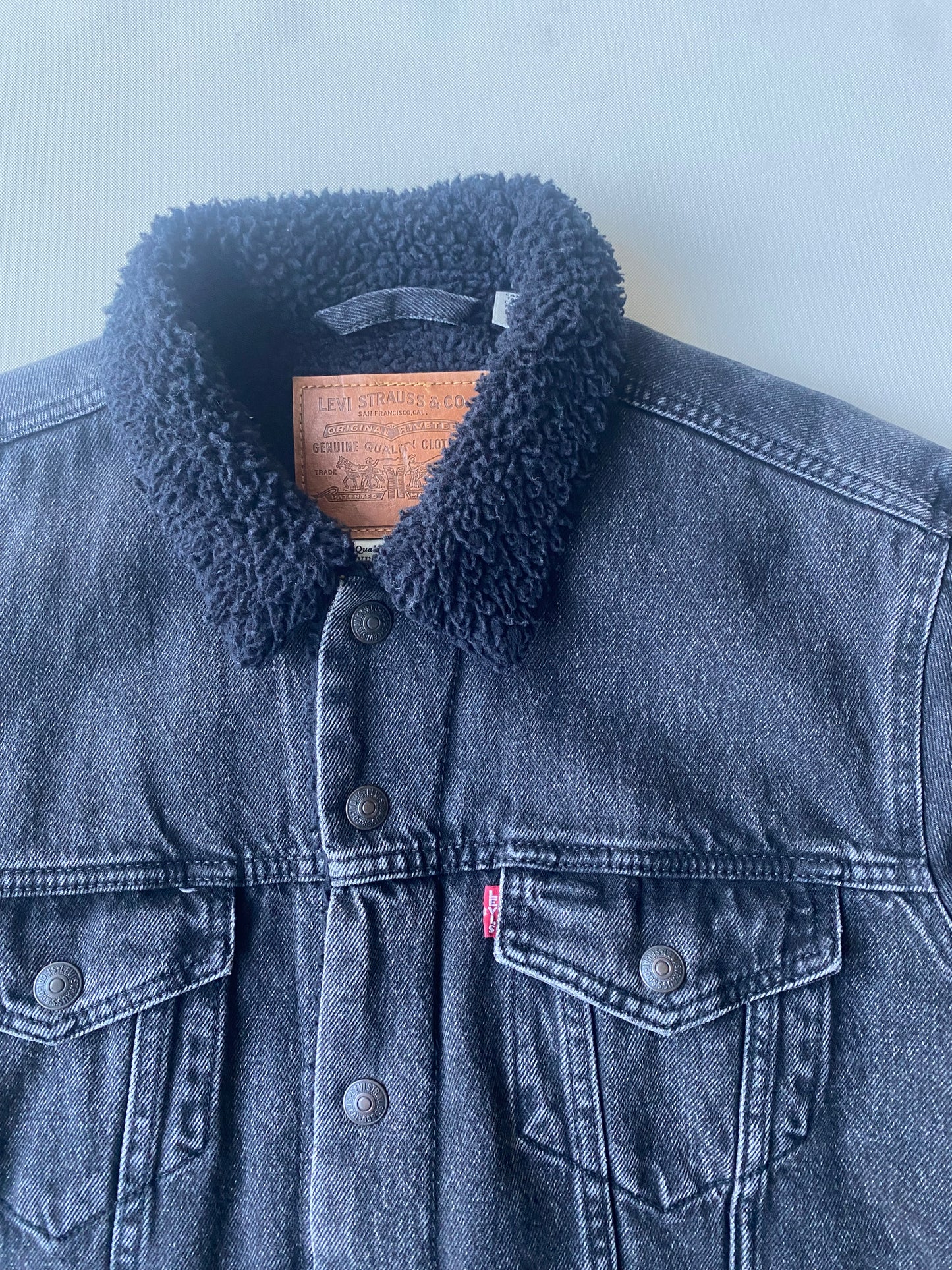 ✅ Veste jean polaire Levi's, gris anthracite / noir, M