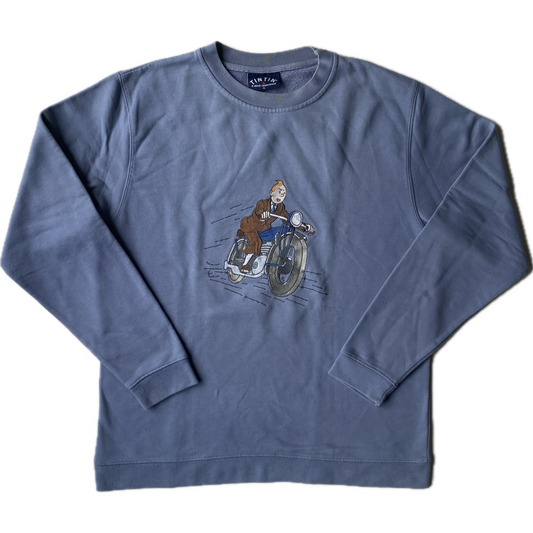 ✅ Pull collector Tintin, bleu-gris, M/L