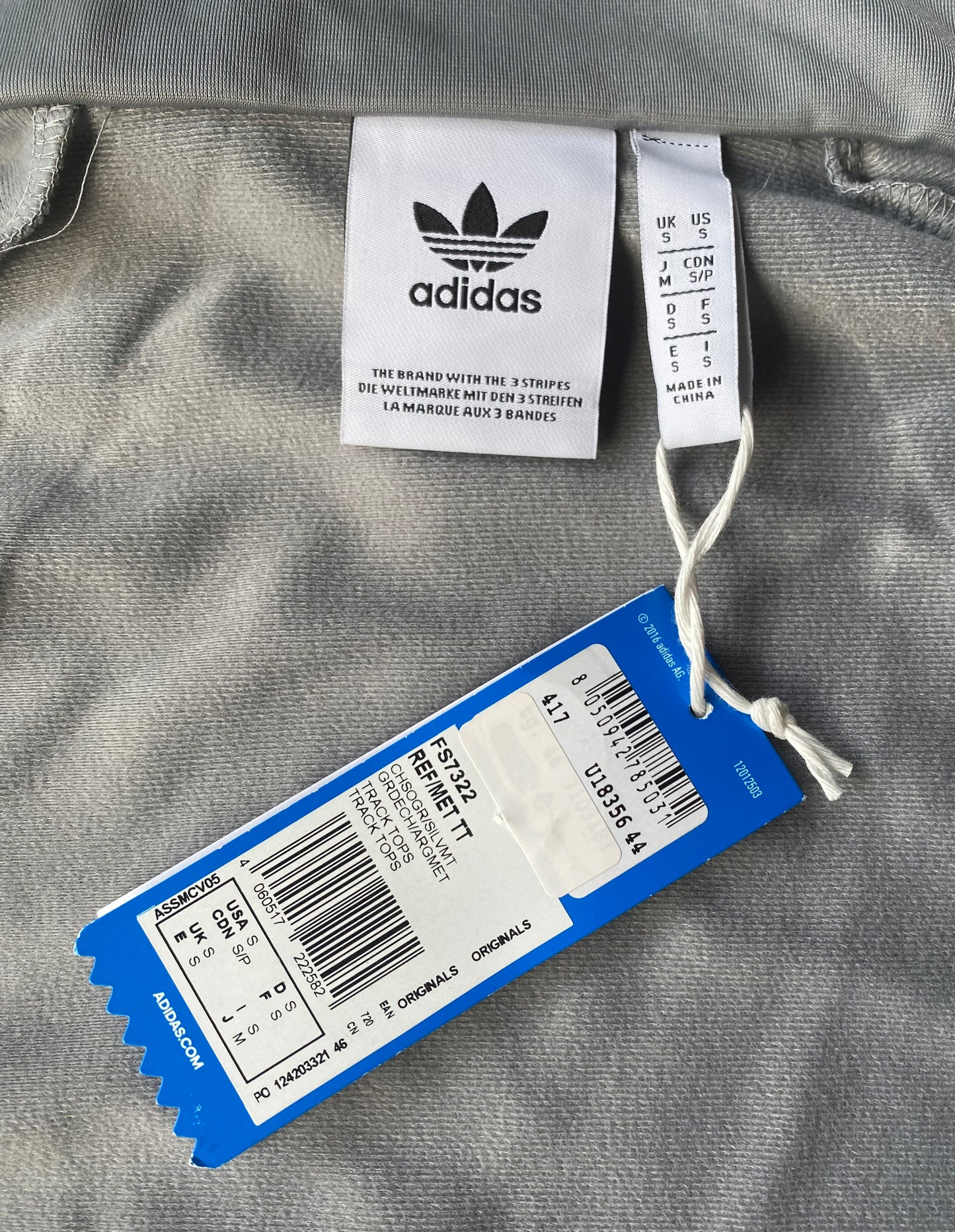 Veste jogging Adidas, gris, S oversize