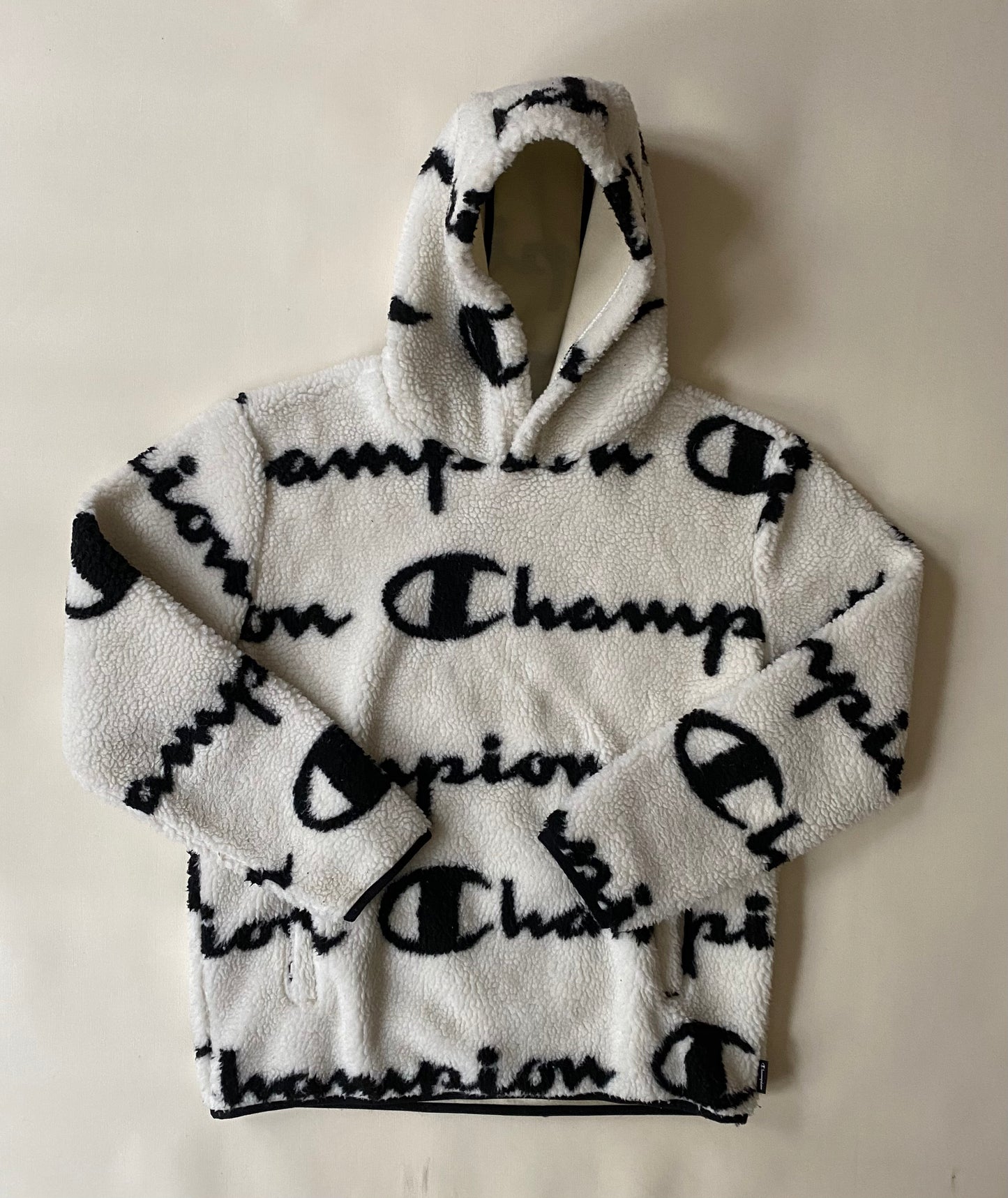 Hoodie polaire Champion, blanc / noir, M