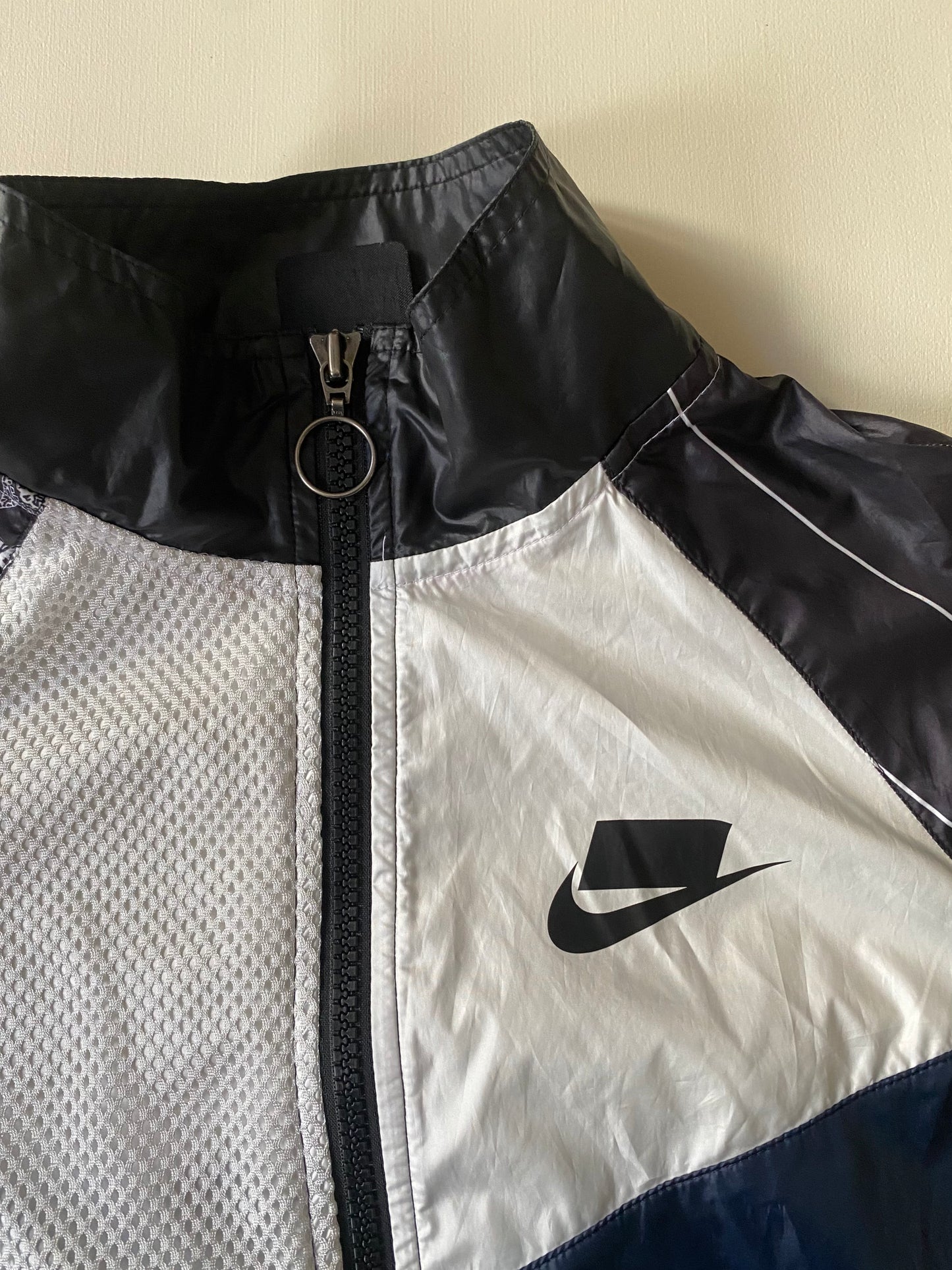 Veste jogging coupe-vent Nike, noir et blanc, S oversize