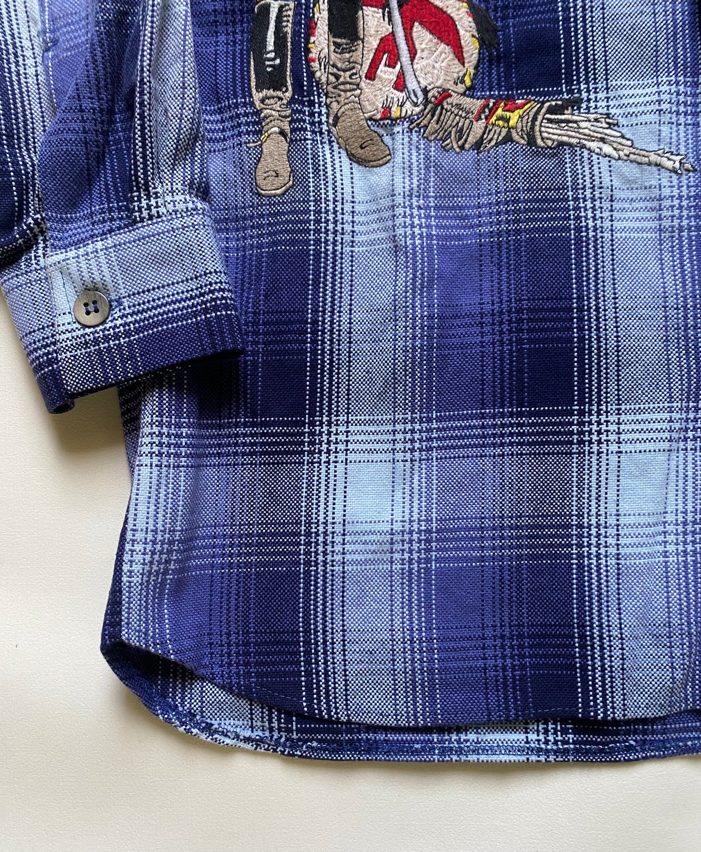 Chemise vintage Blueberry, bleu et carreaux, S/M