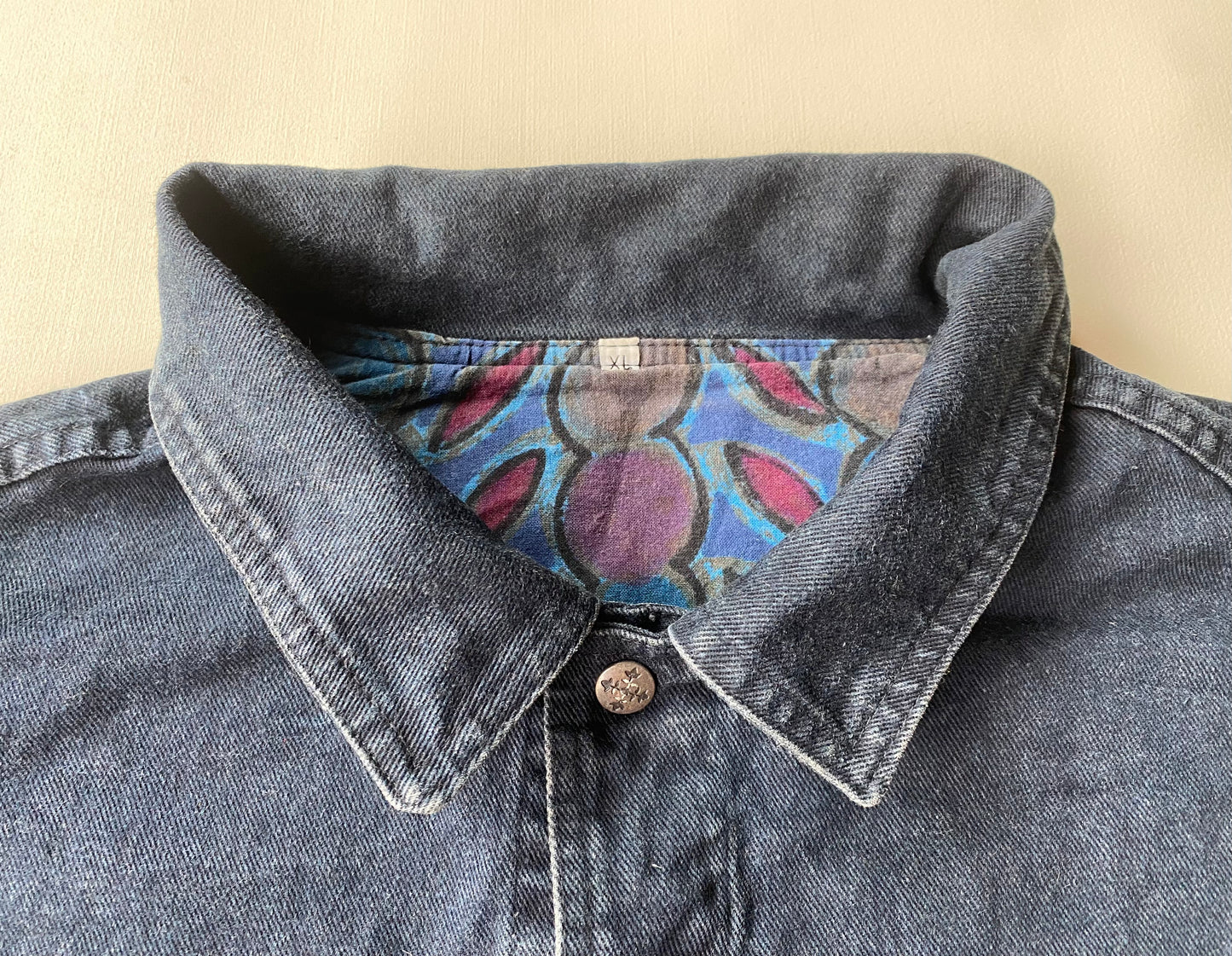 Veste jean vintage Oxbow, gris / bleu, XL oversize