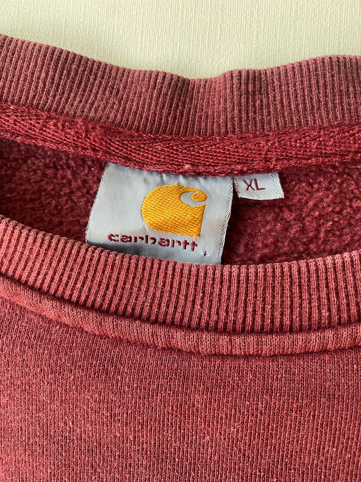 Pull vintage Carhartt, rouge bordeaux, XL enfant (S adulte)