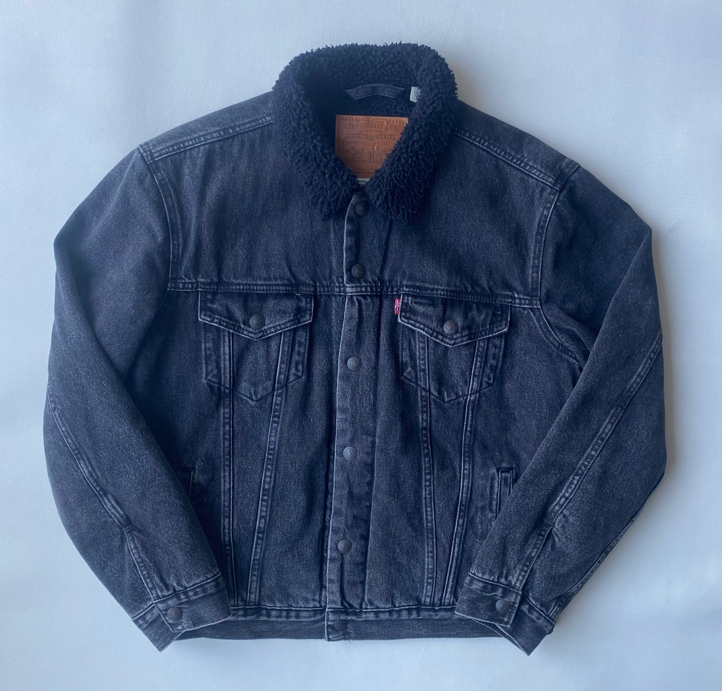 ✅ Veste jean polaire Levi's, gris anthracite / noir, M